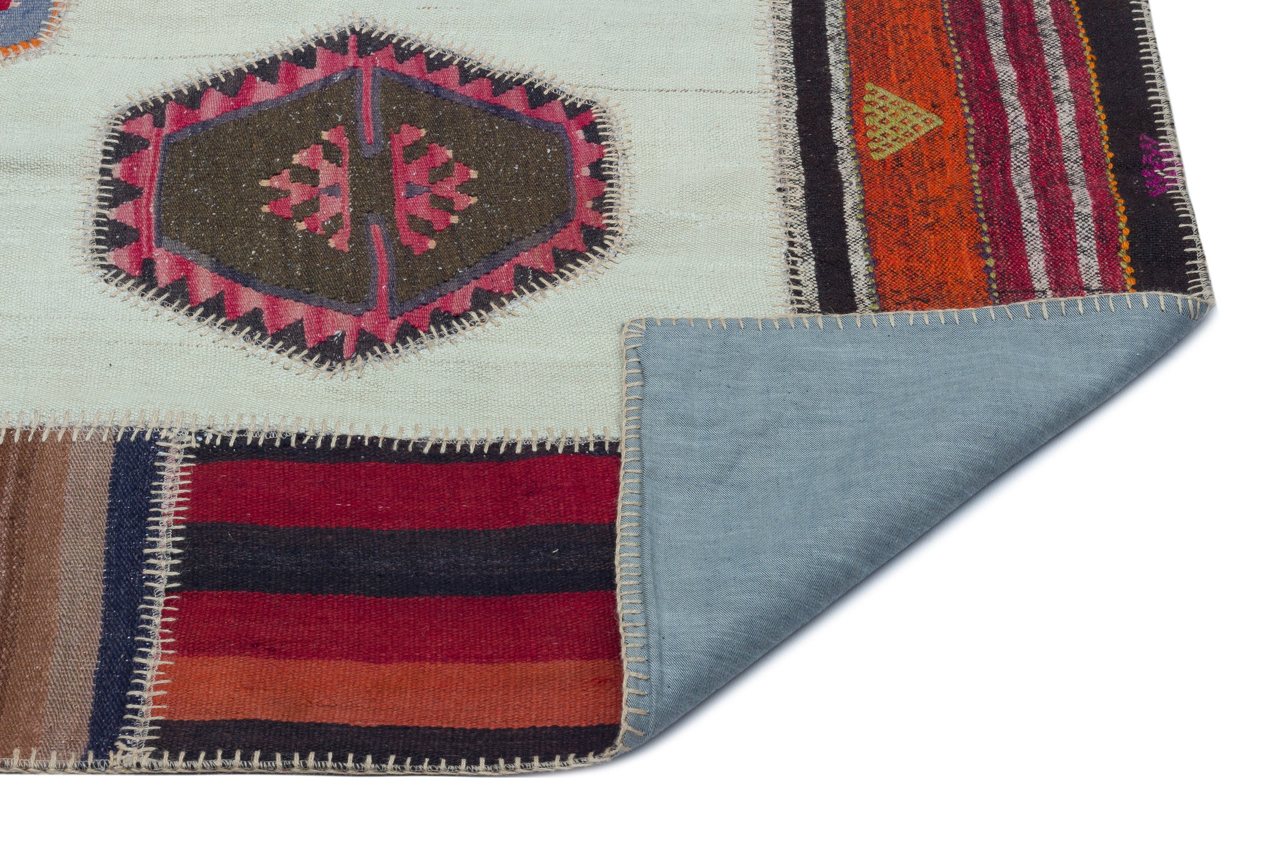 Naturel Over Dyed Kilim Patchwork Unique Rug 5'5'' x 7'5'' ft 165 x 225 cm