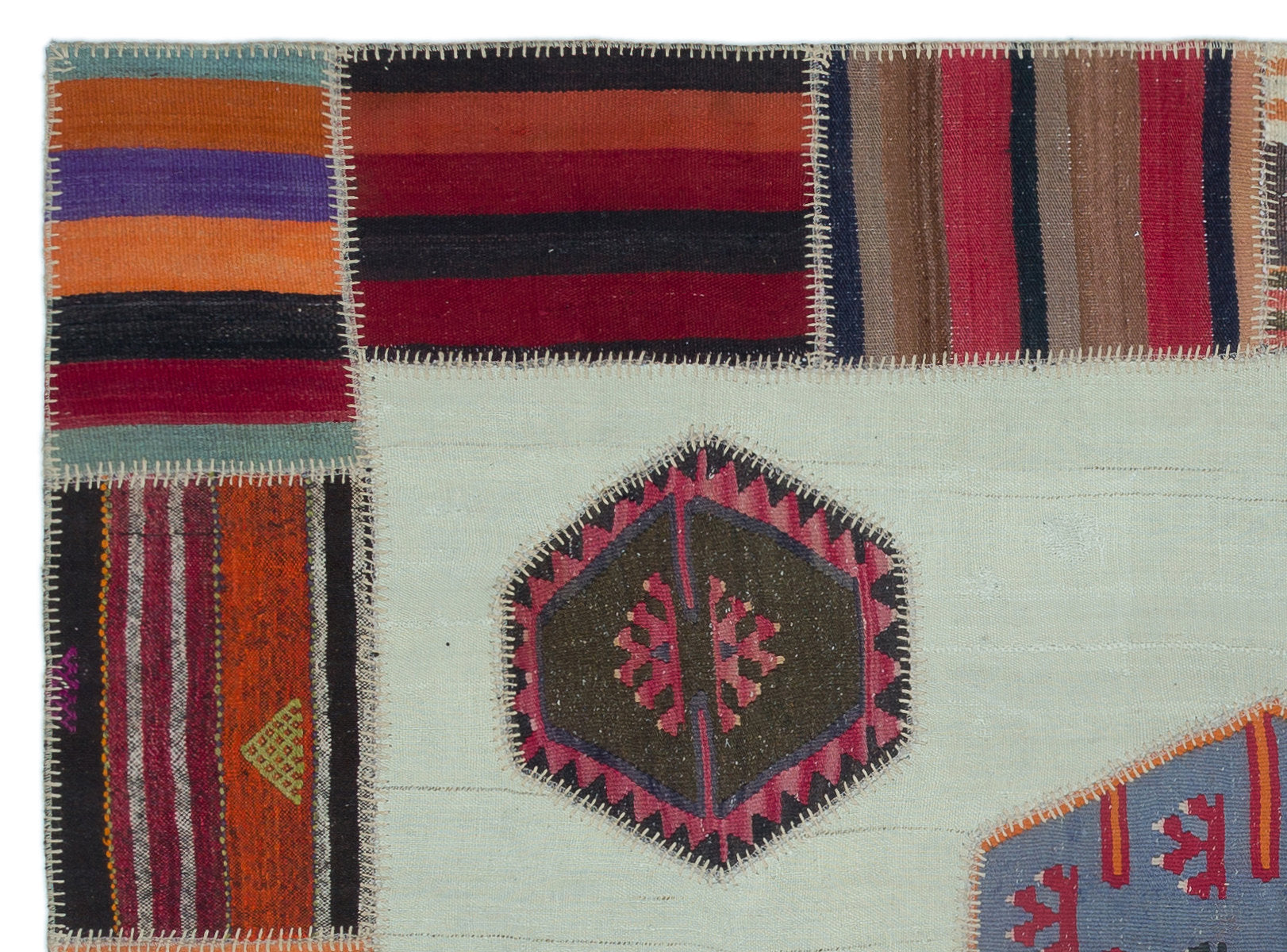 Naturel Over Dyed Kilim Patchwork Unique Rug 5'5'' x 7'5'' ft 165 x 225 cm
