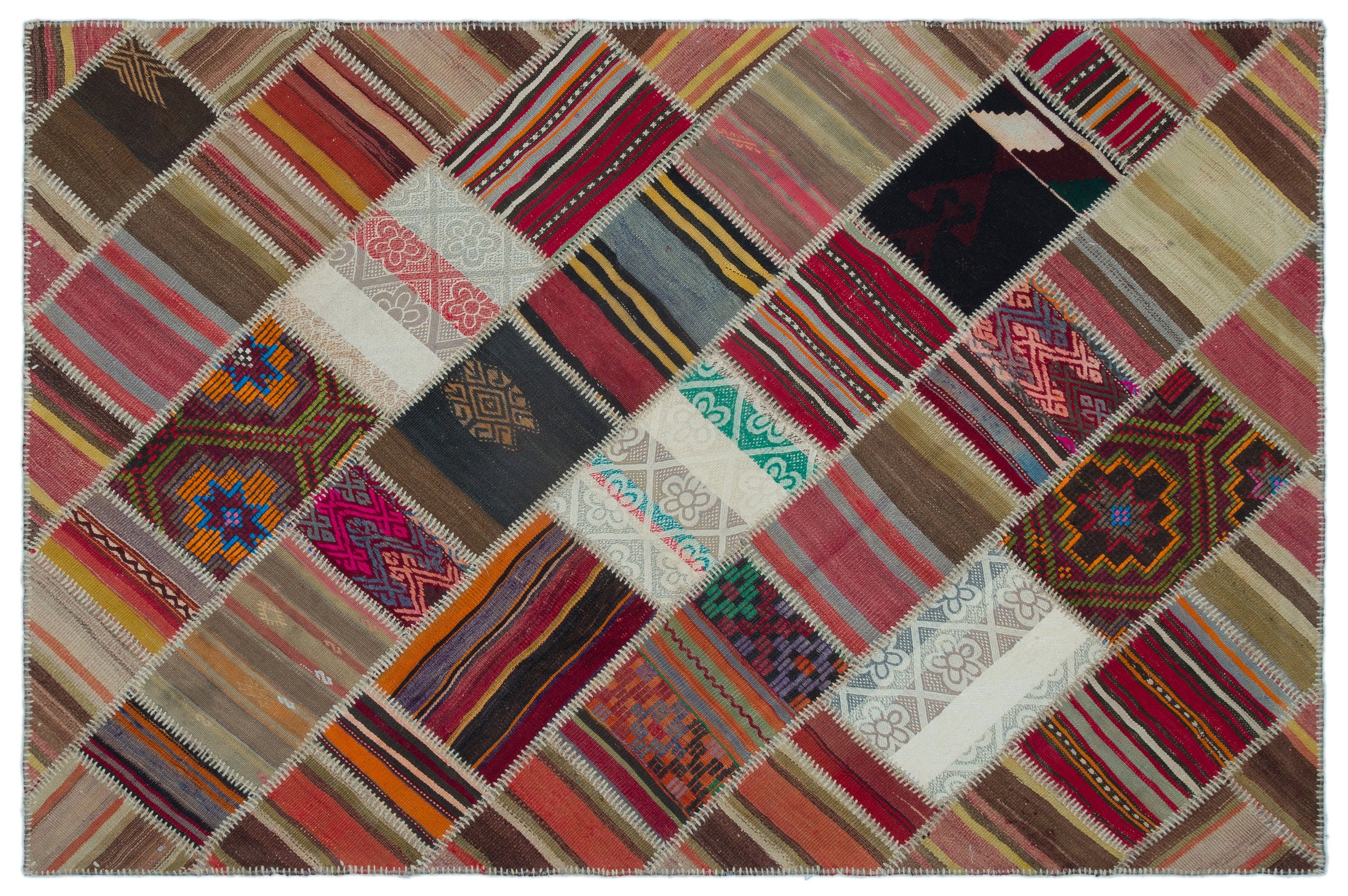 Naturel Over Dyed Kilim Patchwork Unique Rug 5'2'' x 7'8'' ft 157 x 234 cm