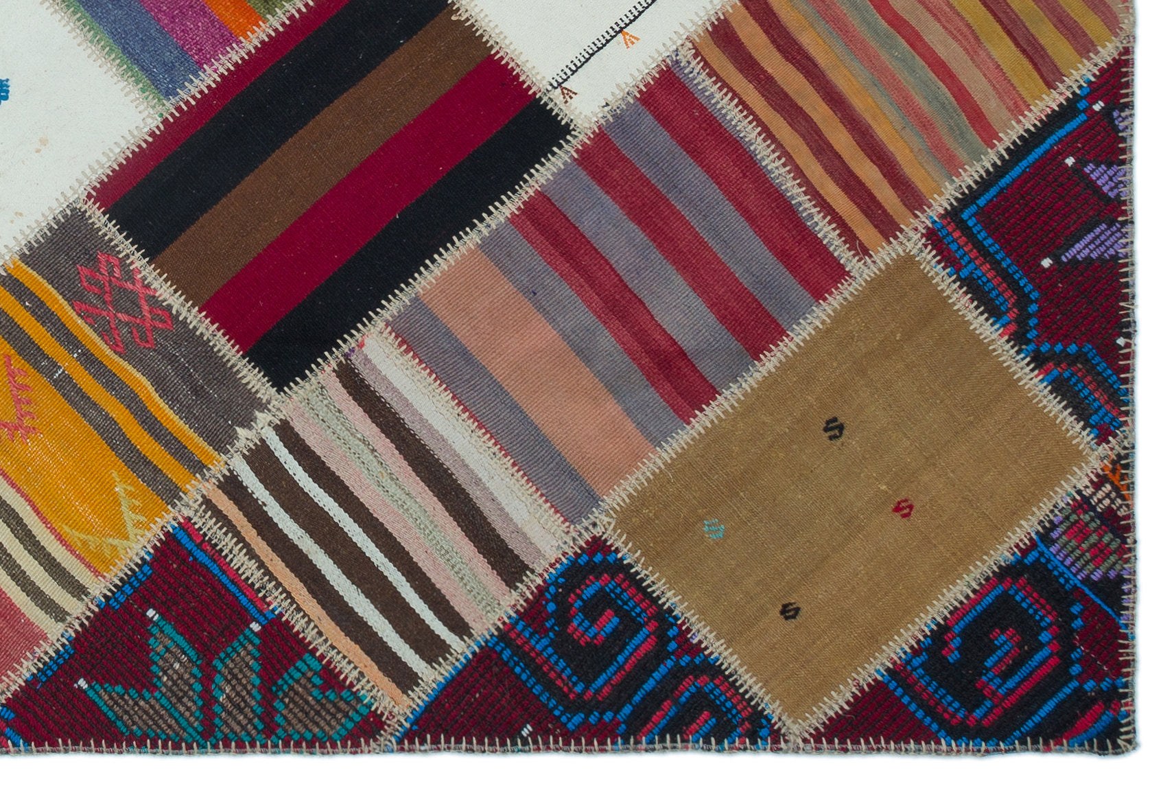 Naturel Over Dyed Kilim Patchwork Unique Rug 5'2'' x 7'9'' ft 157 x 237 cm