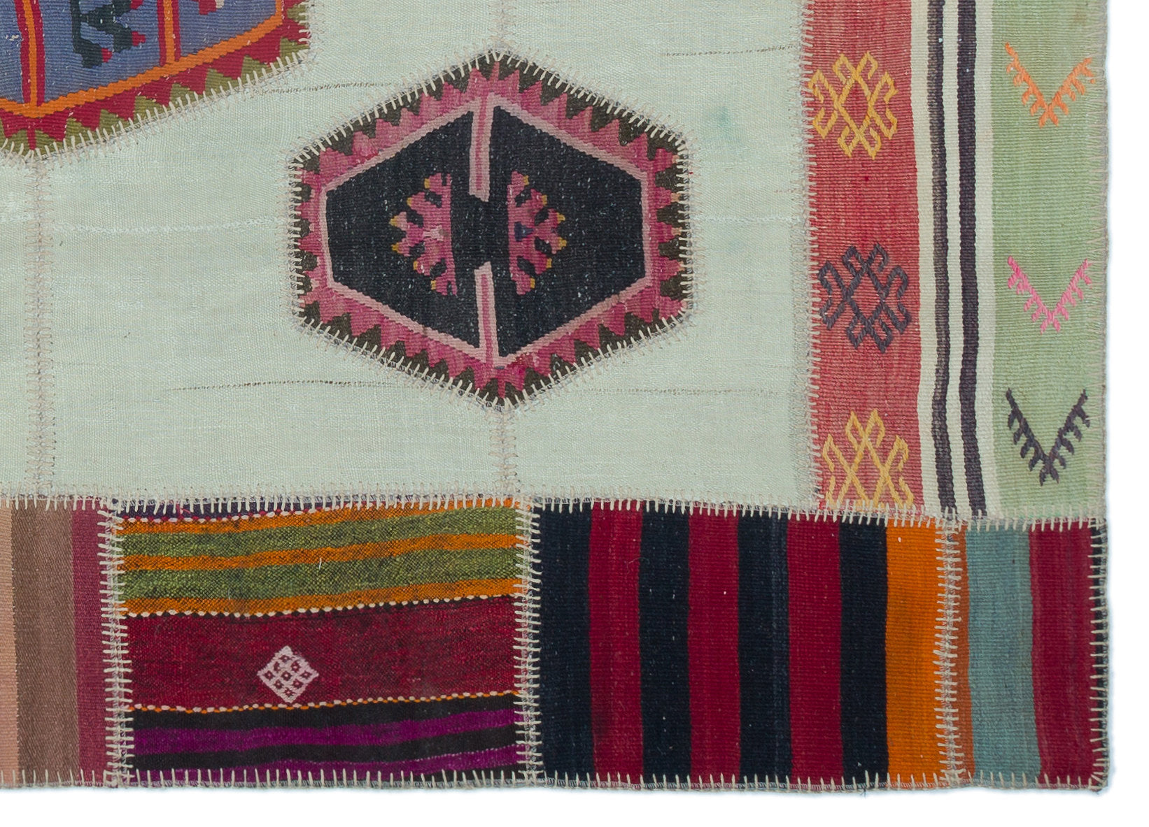 Naturel Over Dyed Kilim Patchwork Unique Rug 5'4'' x 7'5'' ft 162 x 227 cm