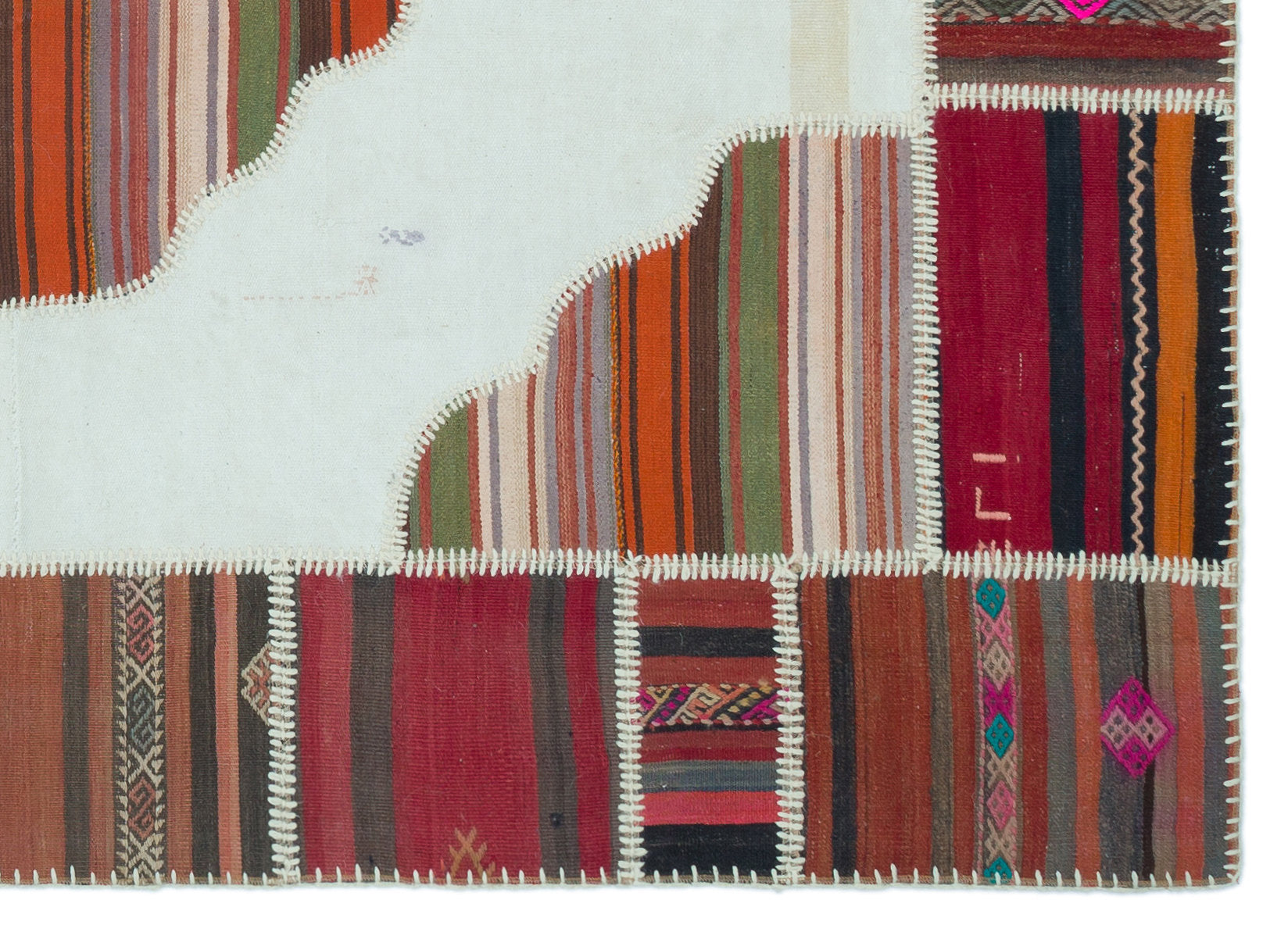 Naturel Over Dyed Kilim Patchwork Unique Rug 5'4'' x 7'5'' ft 162 x 227 cm