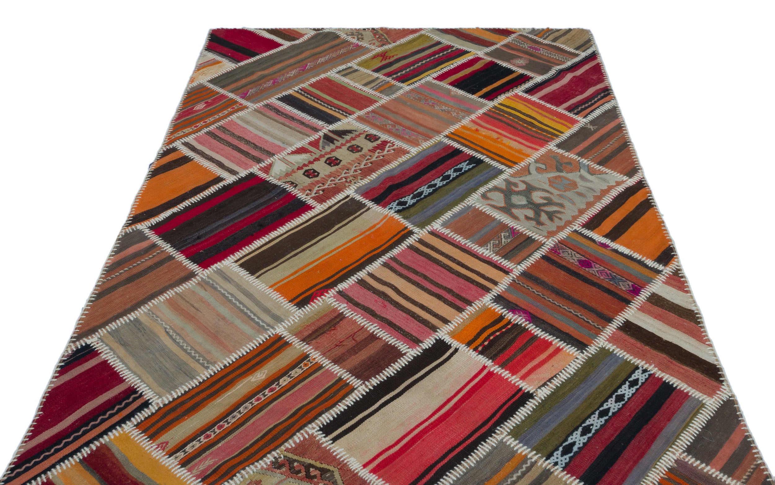 Naturel Over Dyed Kilim Patchwork Unique Rug 5'2'' x 7'10'' ft 157 x 240 cm