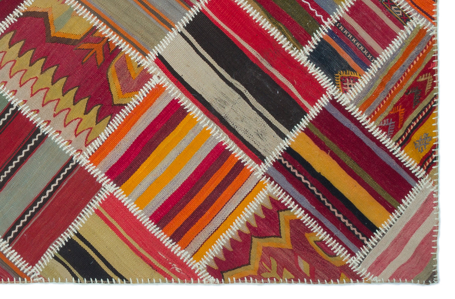 Naturel Over Dyed Kilim Patchwork Unique Rug 5'2'' x 7'9'' ft 157 x 236 cm