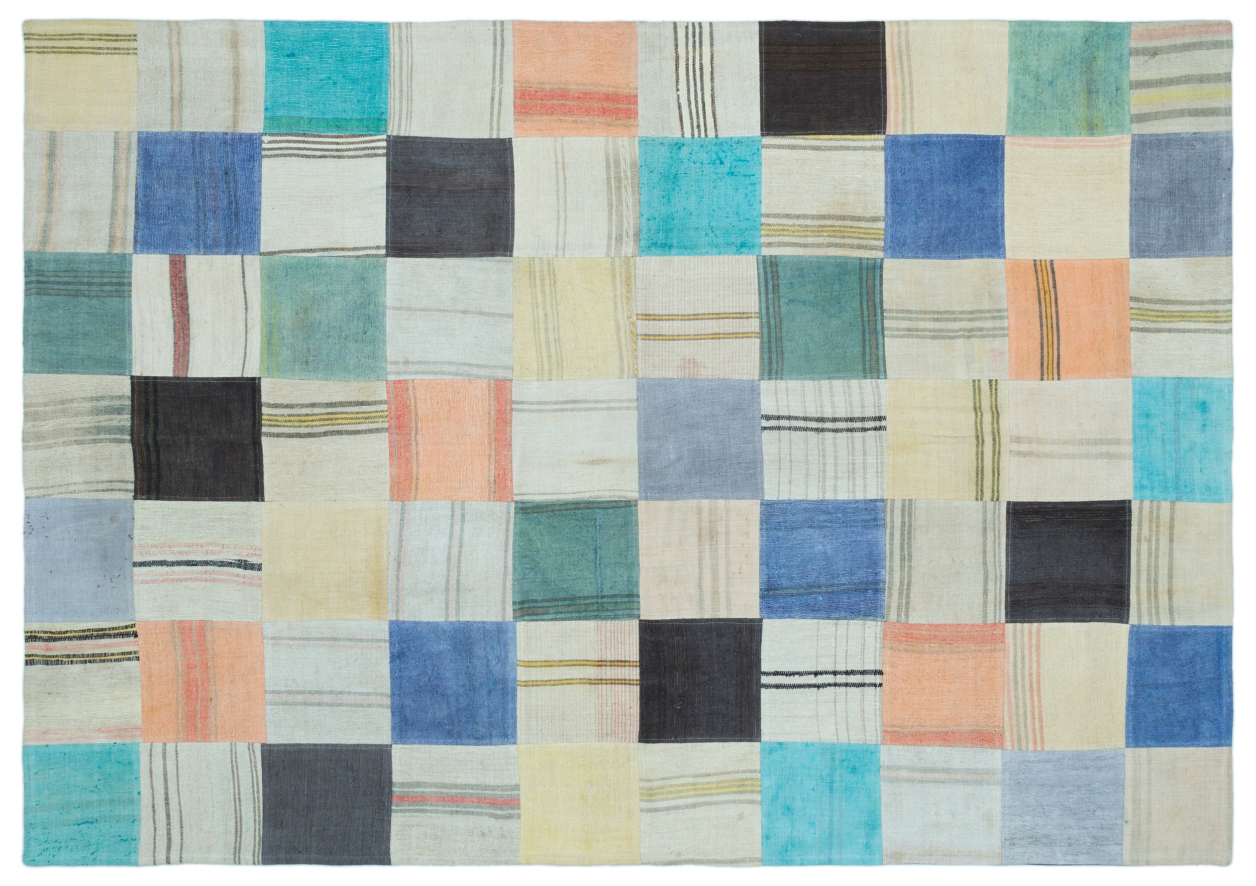 Mixed Over Dyed Kilim Patchwork Unique Rug 5'5'' x 7'8'' ft 165 x 234 cm