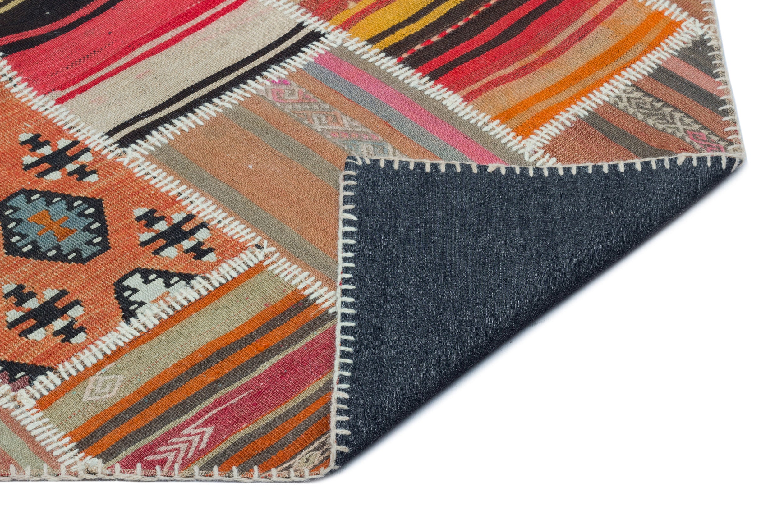 Naturel Over Dyed Kilim Patchwork Unique Rug 5'2'' x 7'9'' ft 157 x 237 cm
