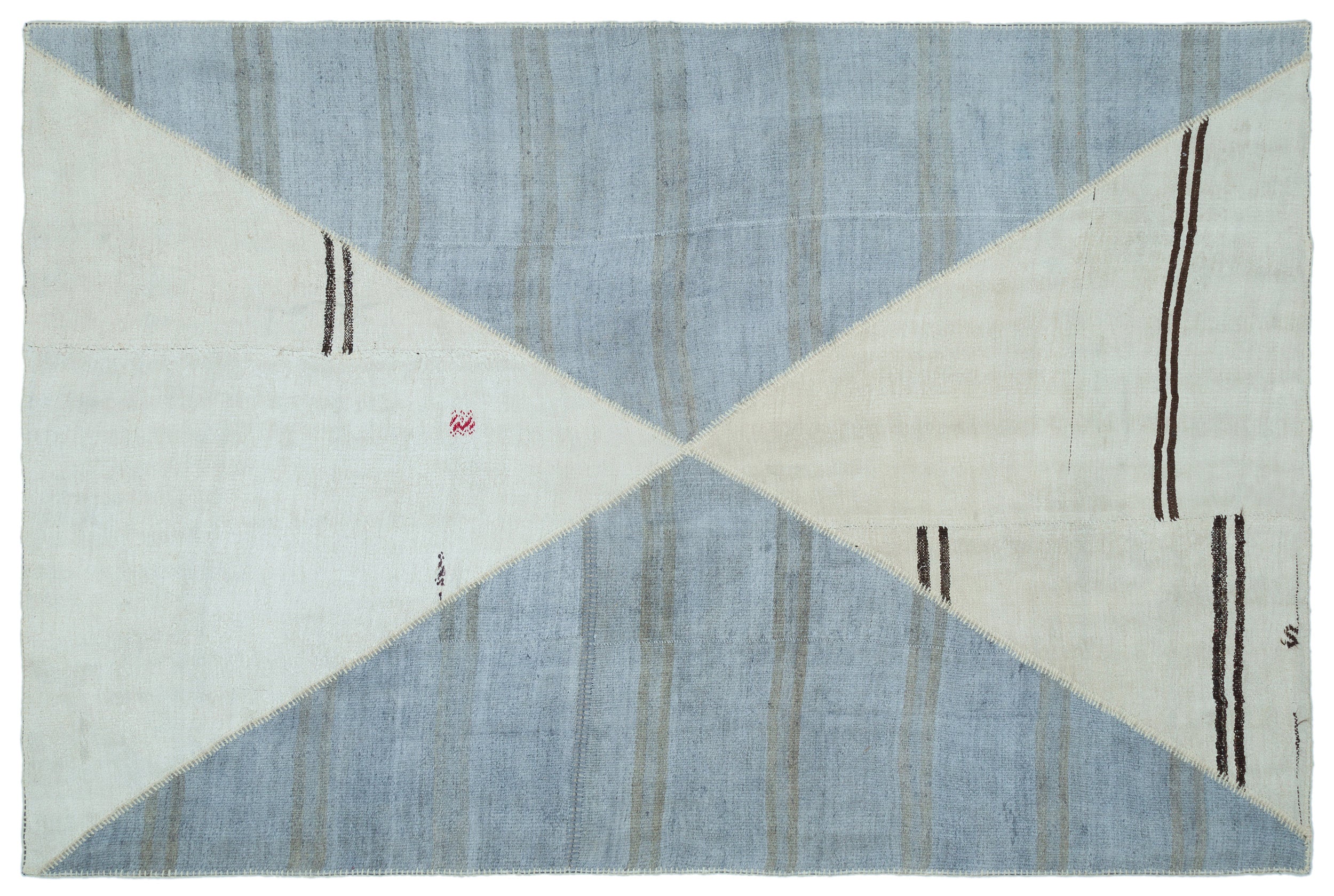 Mixed Over Dyed Kilim Patchwork Unique Rug 6'7'' x 9'11'' ft 200 x 303 cm