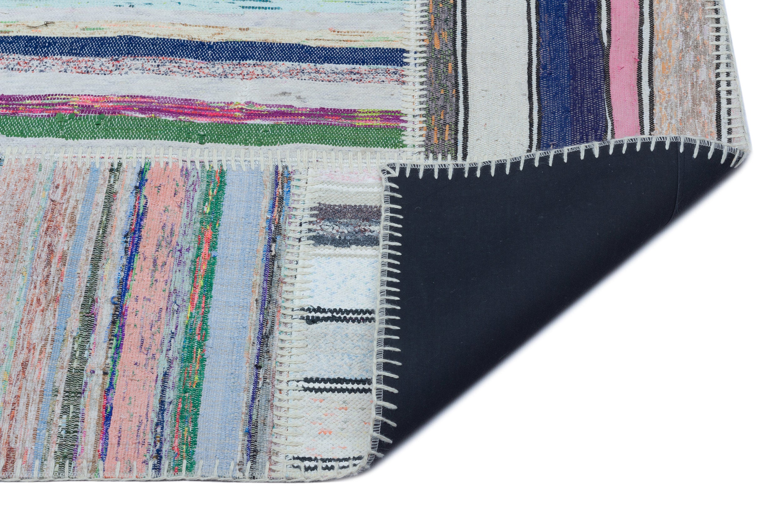 Striped Over Dyed Kilim Patchwork Unique Rug 5'3'' x 7'3'' ft 160 x 220 cm