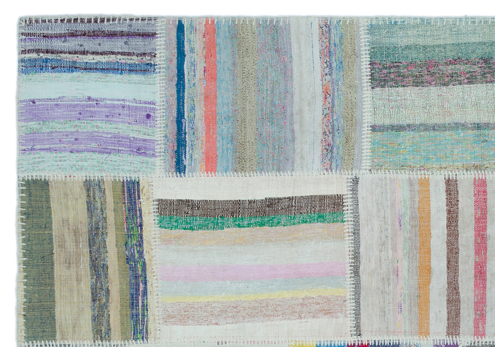 Striped Over Dyed Kilim Patchwork Unique Rug 5'3'' x 7'5'' ft 160 x 226 cm