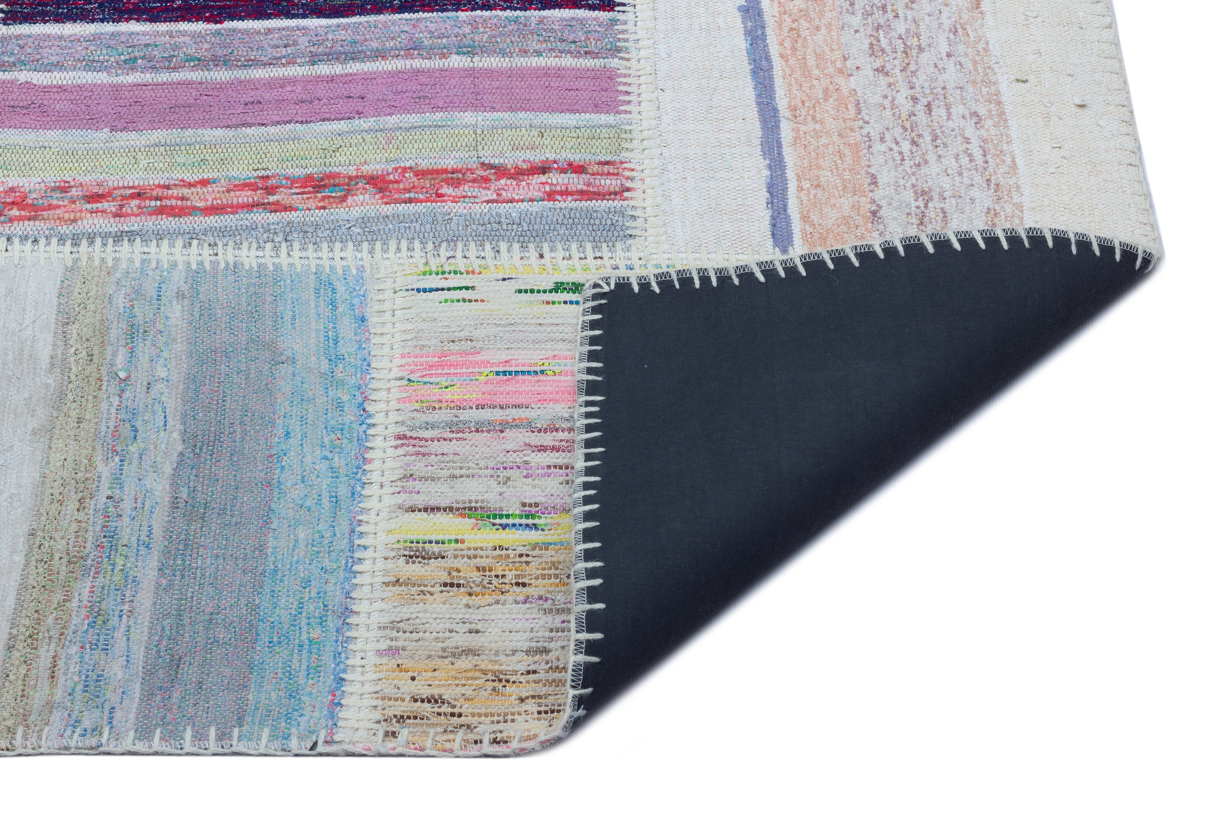 Striped Over Dyed Kilim Patchwork Unique Rug 5'3'' x 7'5'' ft 160 x 225 cm