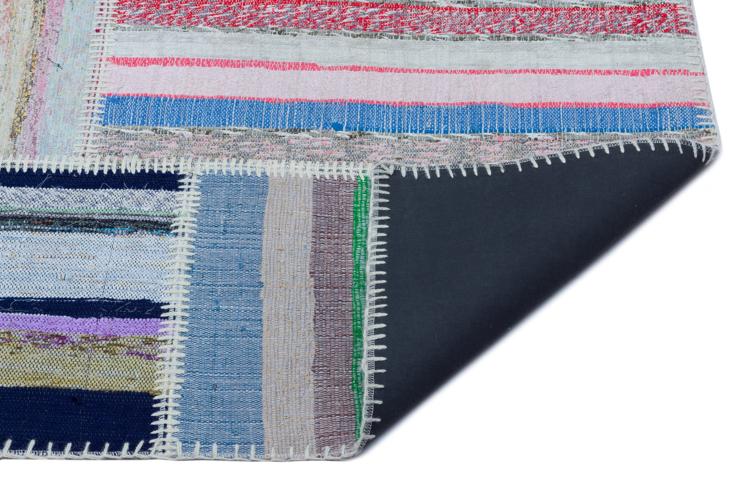 Striped Over Dyed Kilim Patchwork Unique Rug 5'3'' x 7'7'' ft 160 x 230 cm