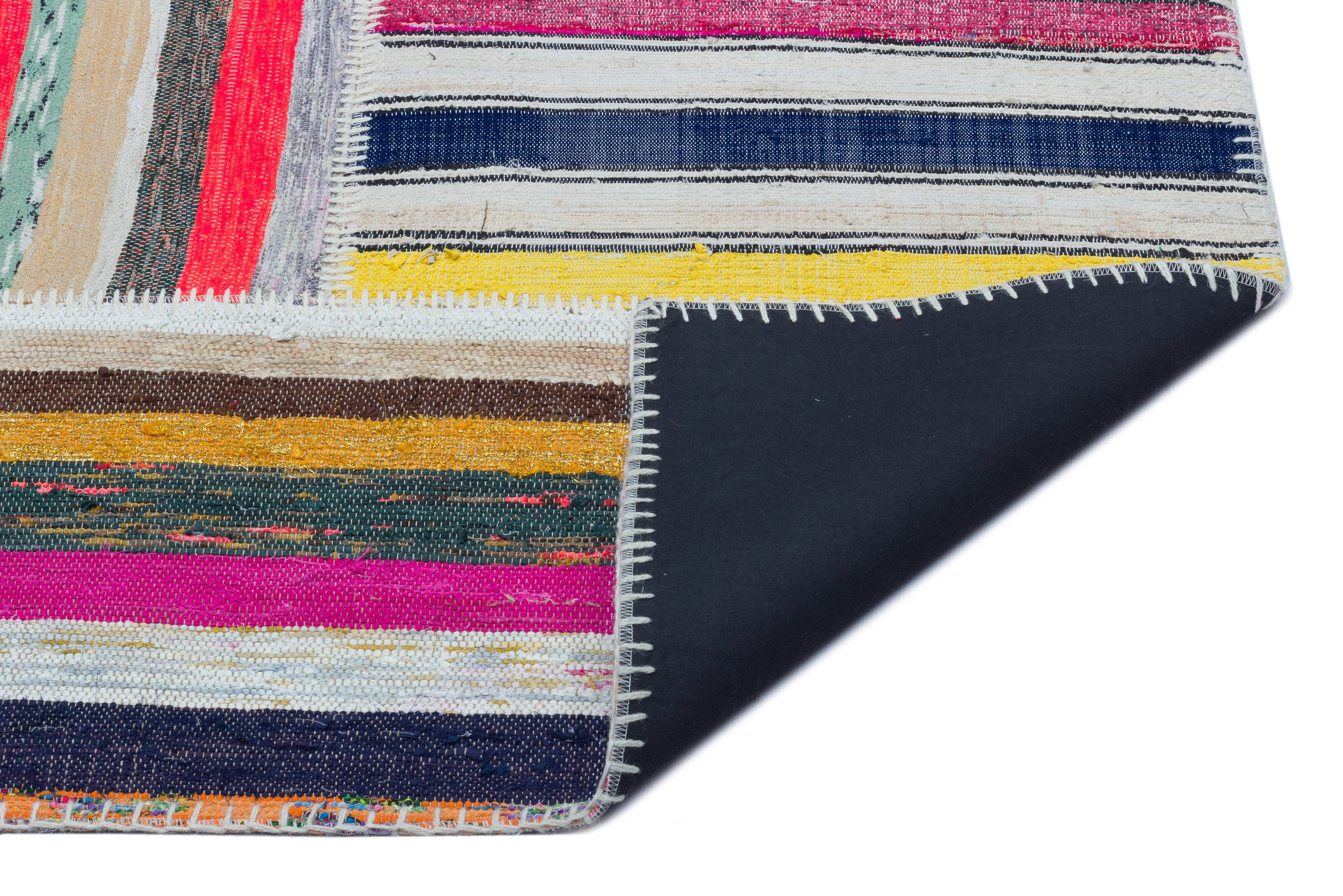 Striped Over Dyed Kilim Patchwork Unique Rug 5'3'' x 7'6'' ft 160 x 228 cm