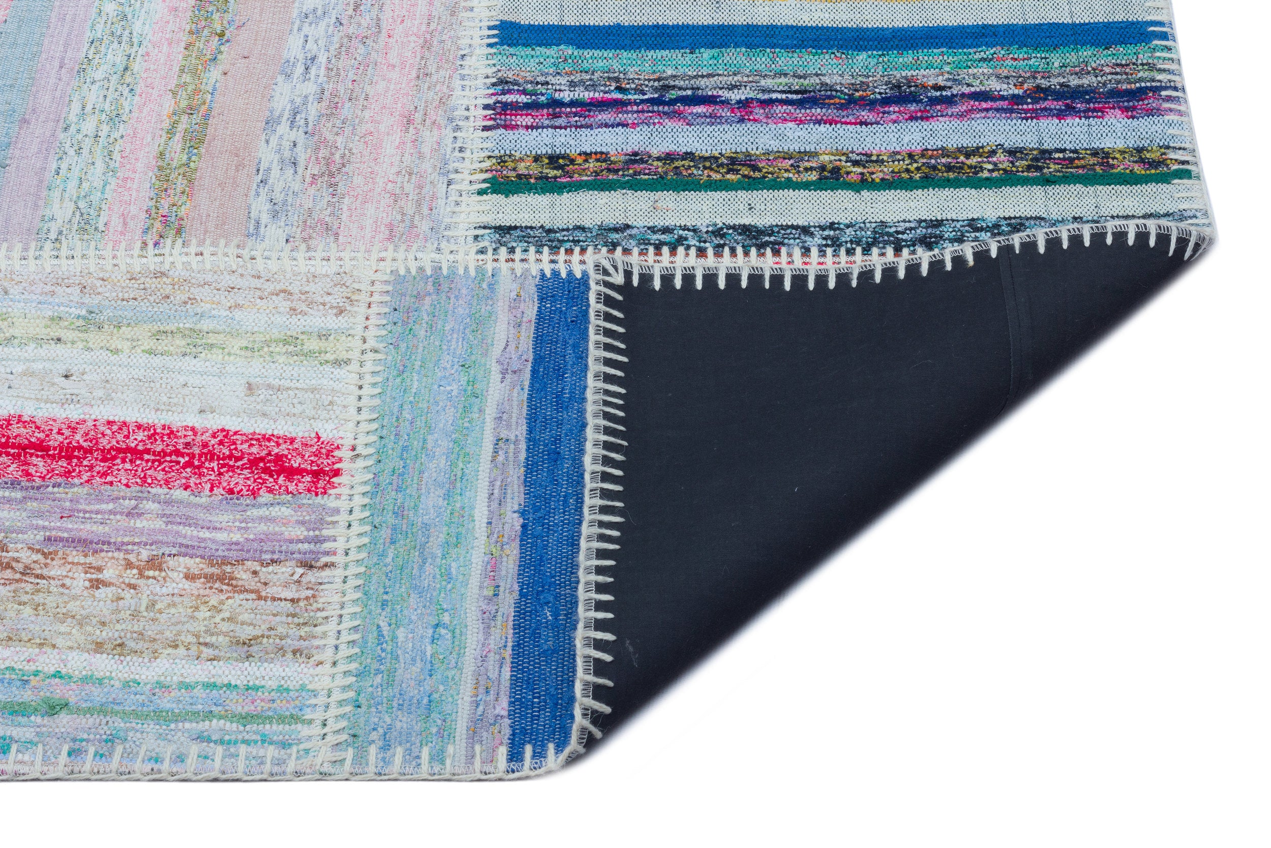 Striped Over Dyed Kilim Patchwork Unique Rug 5'3'' x 7'5'' ft 160 x 225 cm