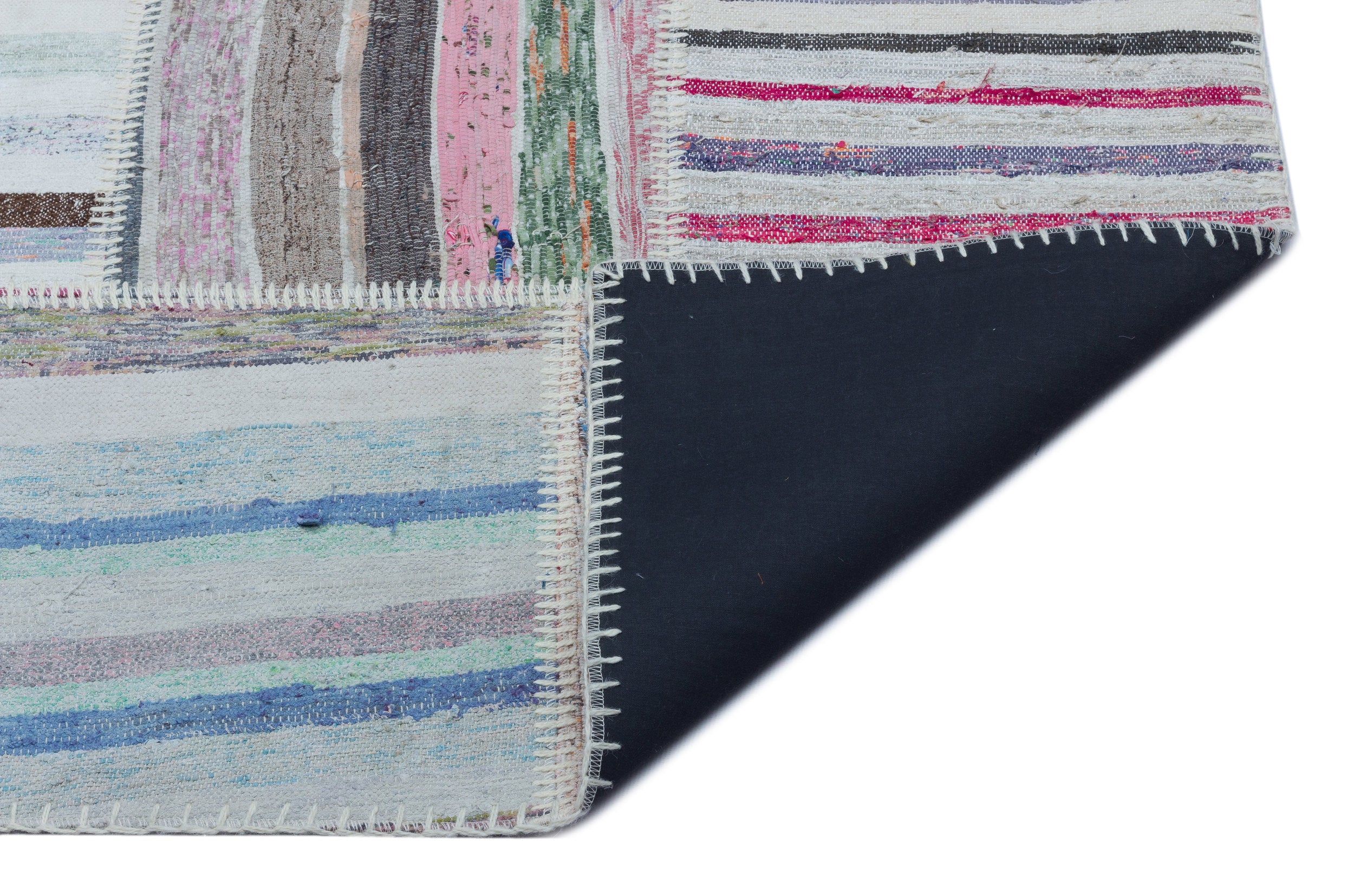 Striped Over Dyed Kilim Patchwork Unique Rug 5'3'' x 7'6'' ft 160 x 228 cm