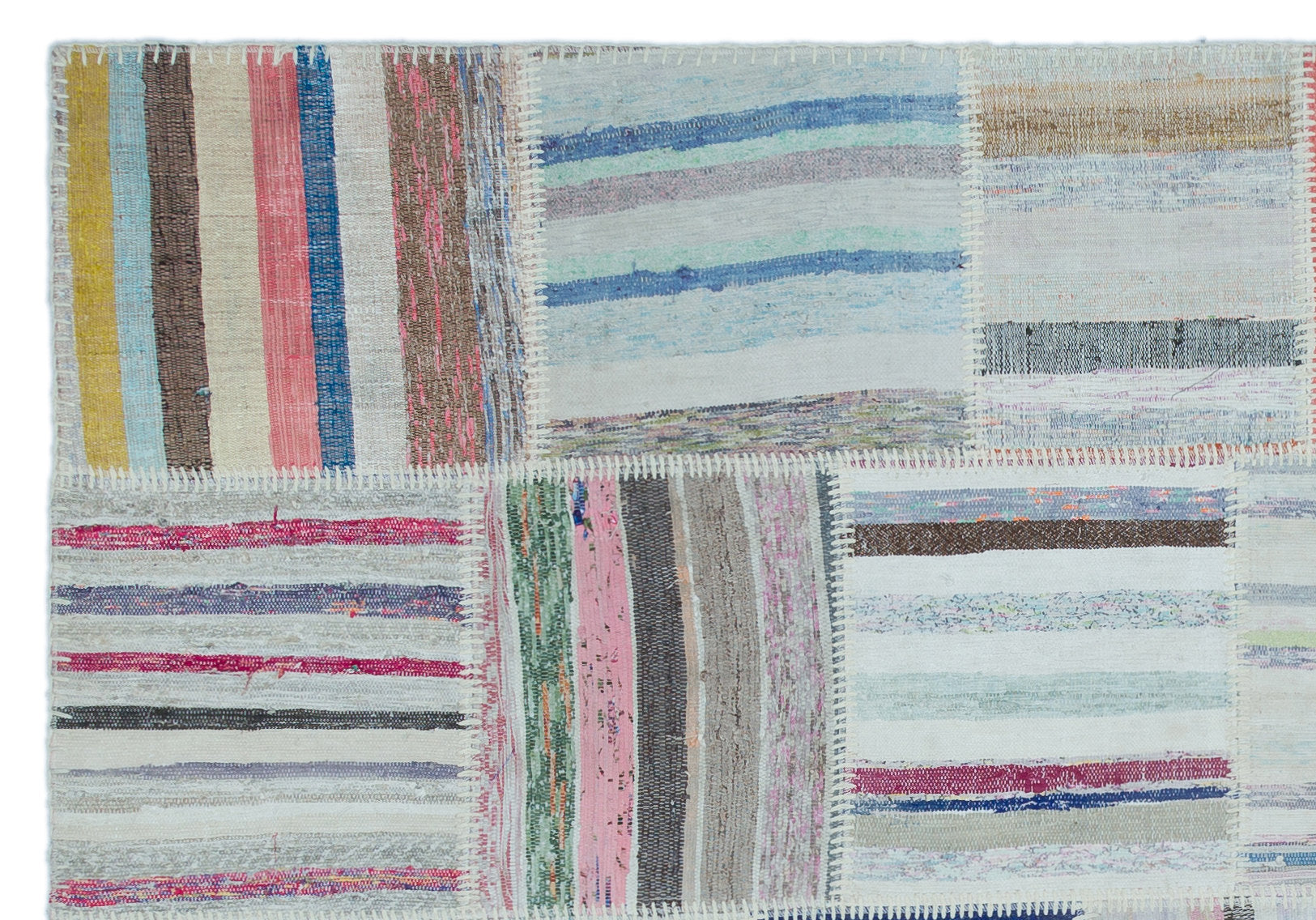 Striped Over Dyed Kilim Patchwork Unique Rug 5'3'' x 7'6'' ft 160 x 228 cm