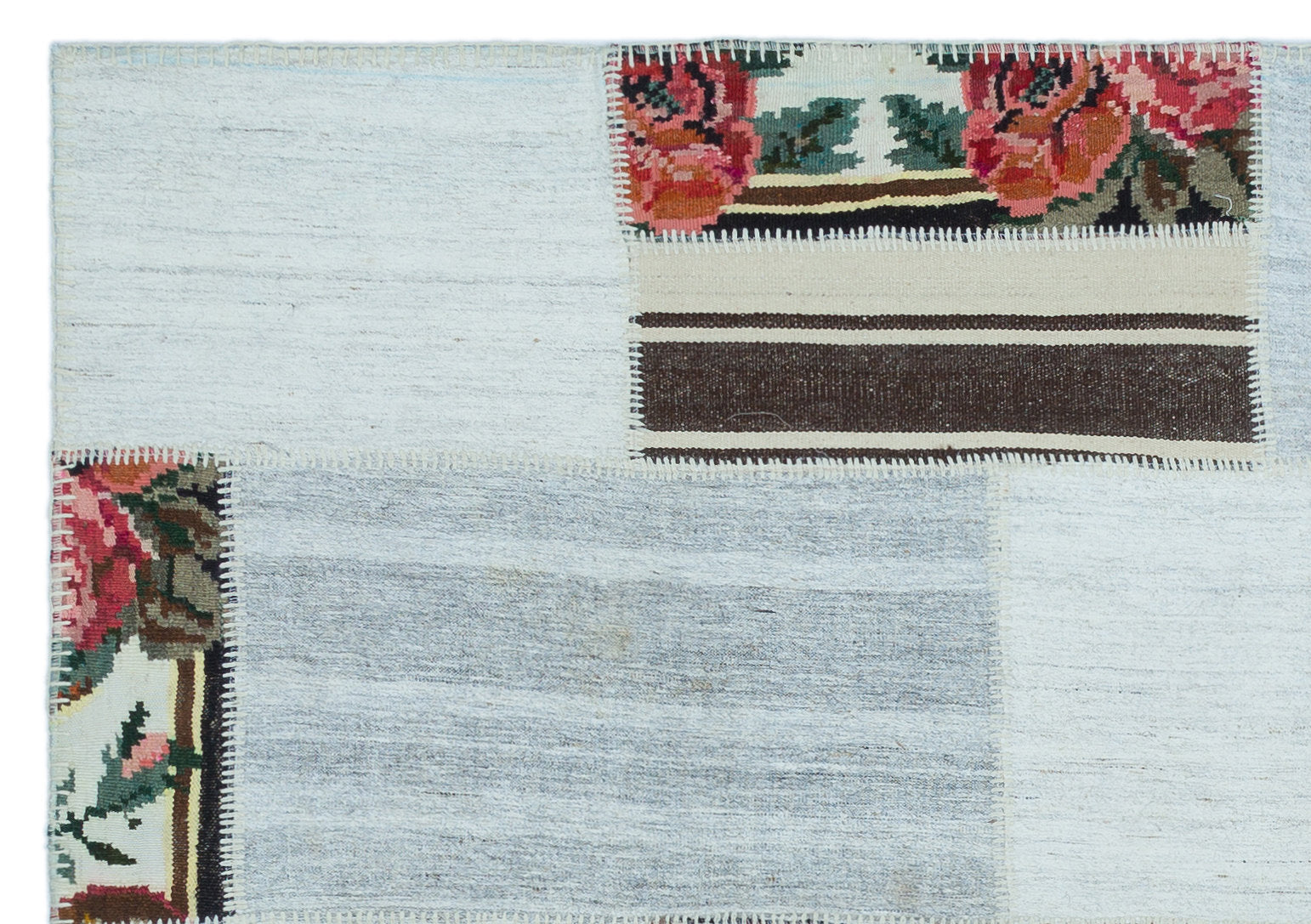 Karabakh Over Dyed Kilim Patchwork Unique Rug 4'12'' x 7'1'' ft 152 x 217 cm