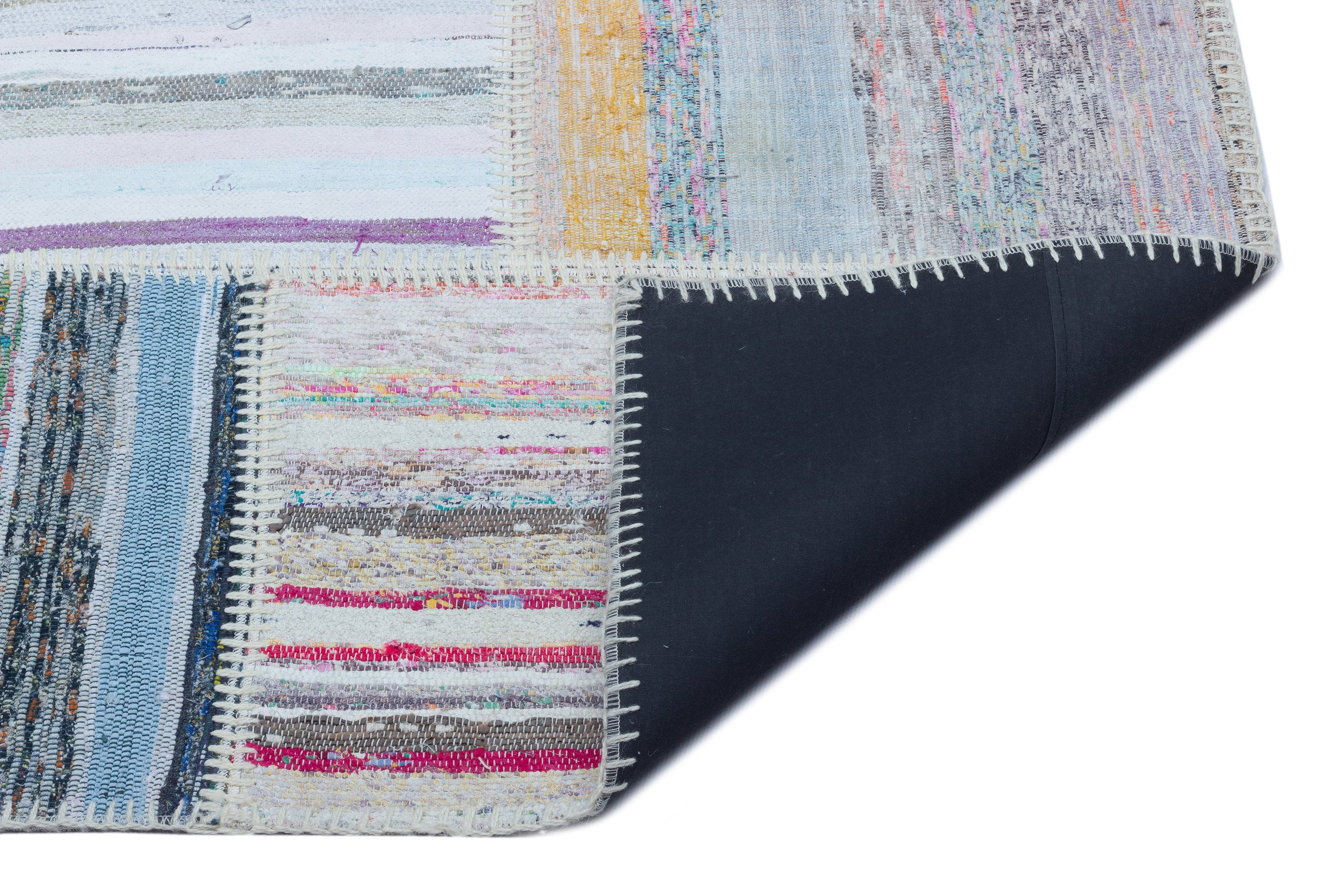 Striped Over Dyed Kilim Patchwork Unique Rug 5'3'' x 7'4'' ft 160 x 224 cm