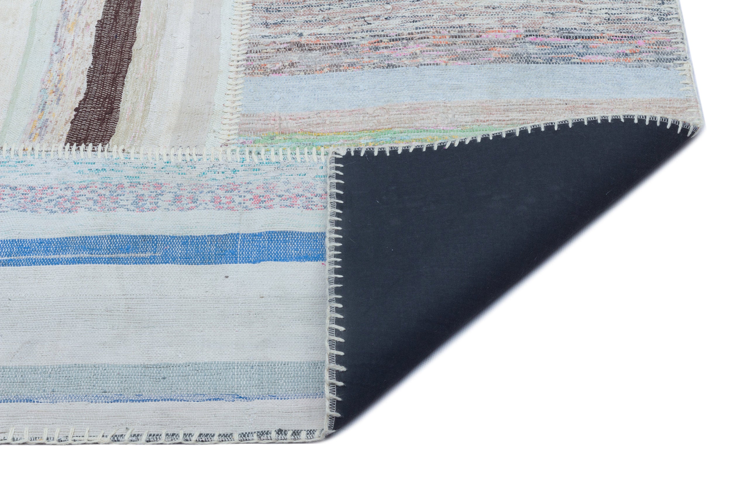 Striped Over Dyed Kilim Patchwork Unique Rug 5'3'' x 7'4'' ft 160 x 224 cm
