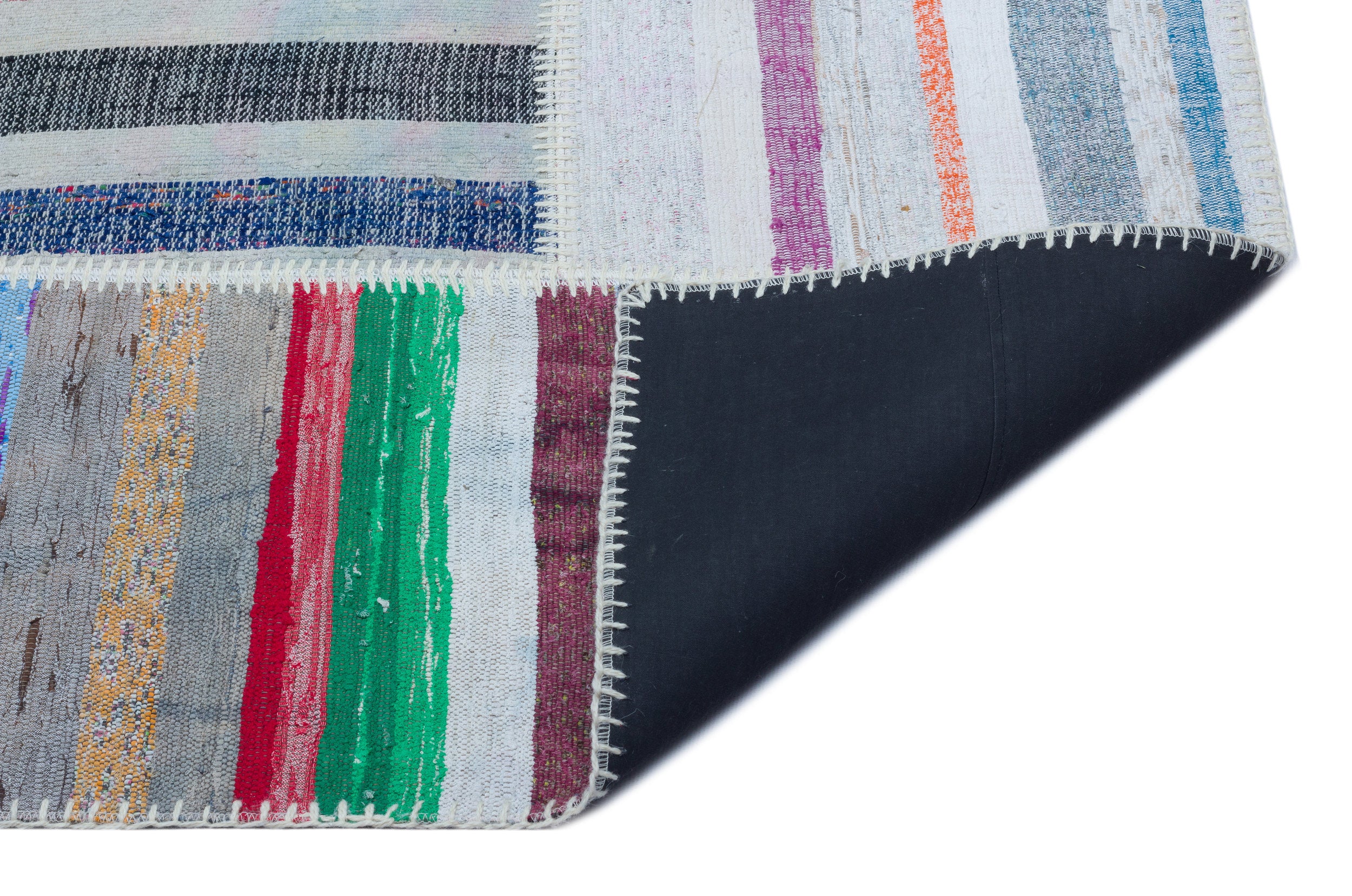 Striped Over Dyed Kilim Patchwork Unique Rug 5'3'' x 7'7'' ft 160 x 230 cm