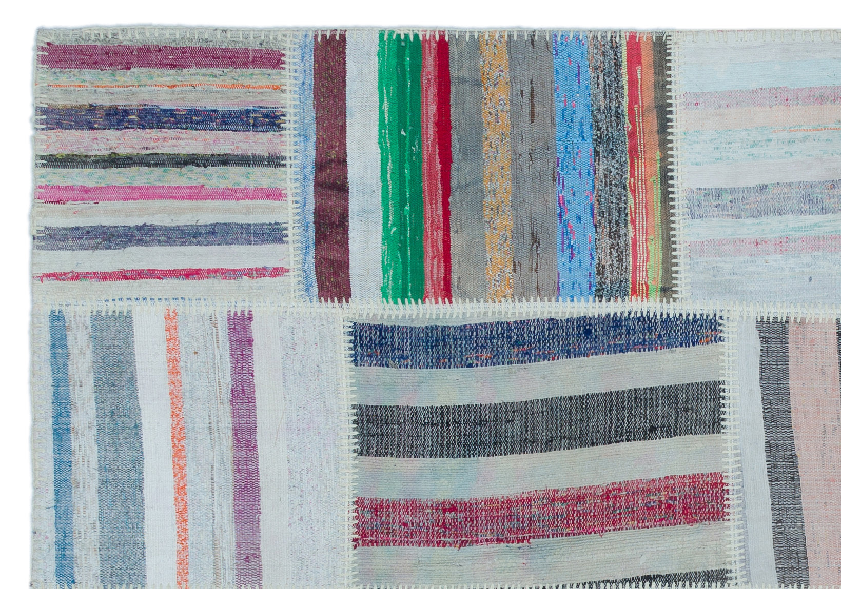 Striped Over Dyed Kilim Patchwork Unique Rug 5'3'' x 7'7'' ft 160 x 230 cm