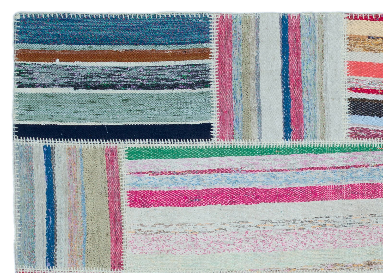 Striped Over Dyed Kilim Patchwork Unique Rug 5'3'' x 7'5'' ft 160 x 225 cm