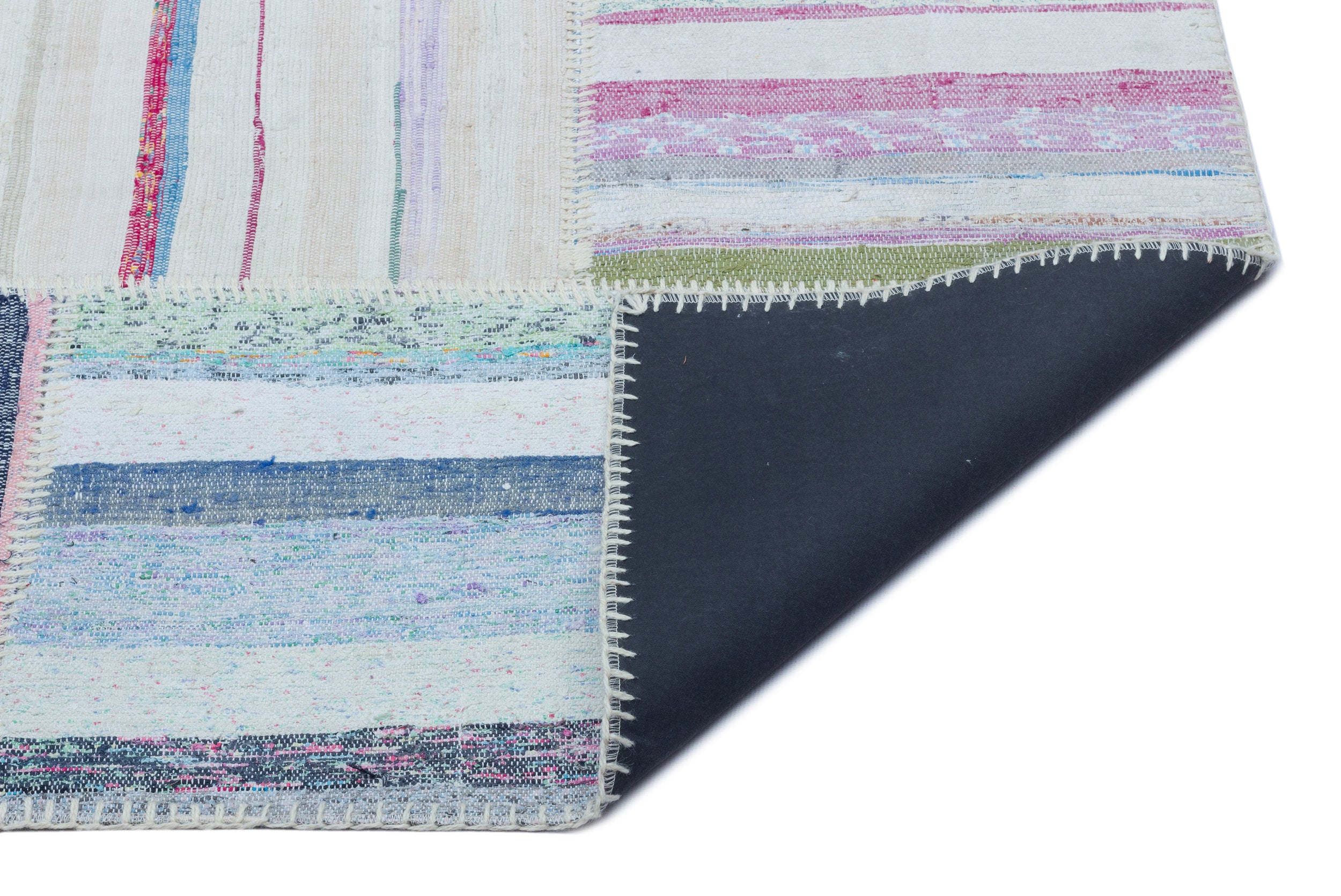 Striped Over Dyed Kilim Patchwork Unique Rug 5'3'' x 7'7'' ft 160 x 230 cm