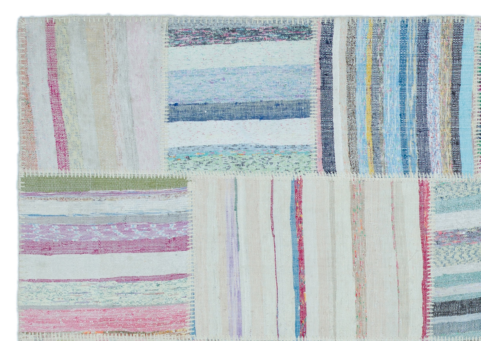 Striped Over Dyed Kilim Patchwork Unique Rug 5'3'' x 7'7'' ft 160 x 230 cm