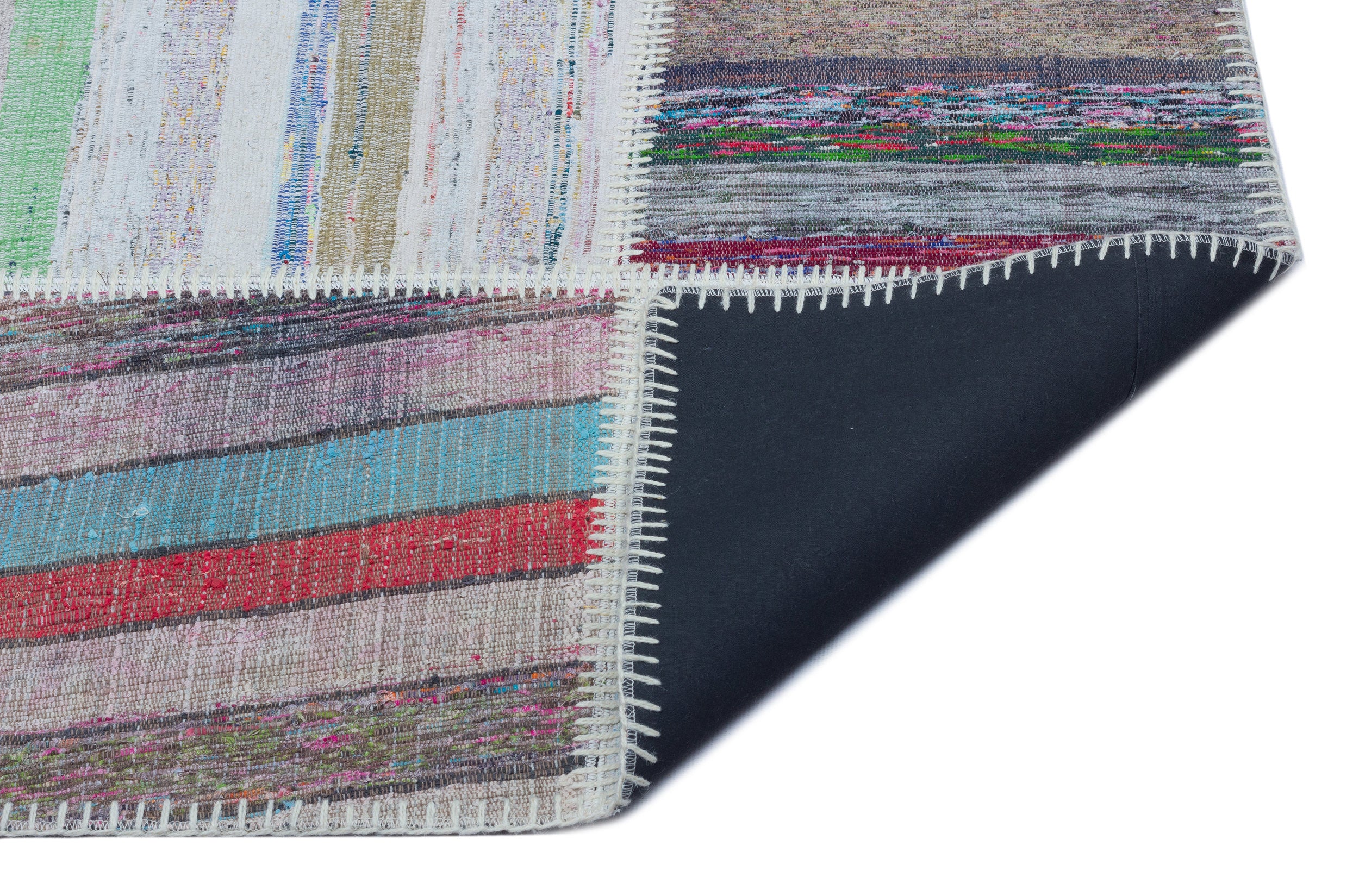 Striped Over Dyed Kilim Patchwork Unique Rug 5'3'' x 7'6'' ft 160 x 228 cm