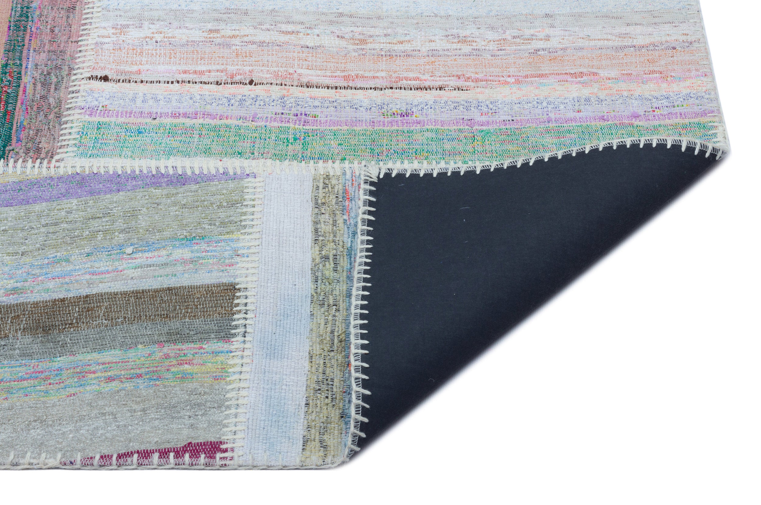 Striped Over Dyed Kilim Patchwork Unique Rug 5'3'' x 7'4'' ft 160 x 224 cm