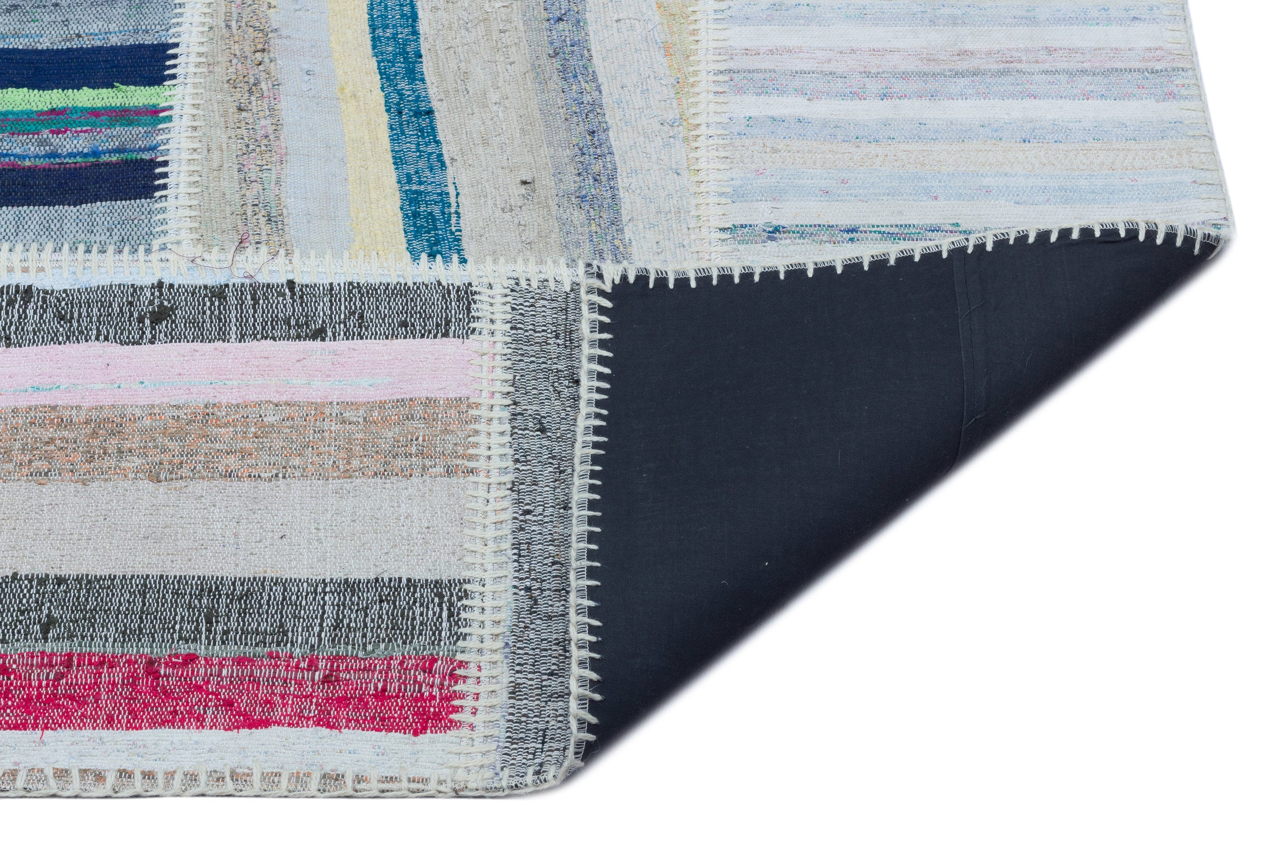 Striped Over Dyed Kilim Patchwork Unique Rug 5'3'' x 7'5'' ft 160 x 225 cm