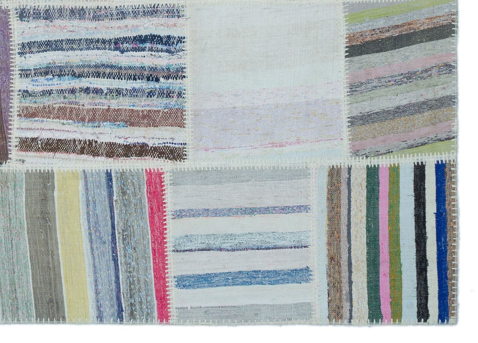 Striped Over Dyed Kilim Patchwork Unique Rug 5'3'' x 7'5'' ft 160 x 225 cm