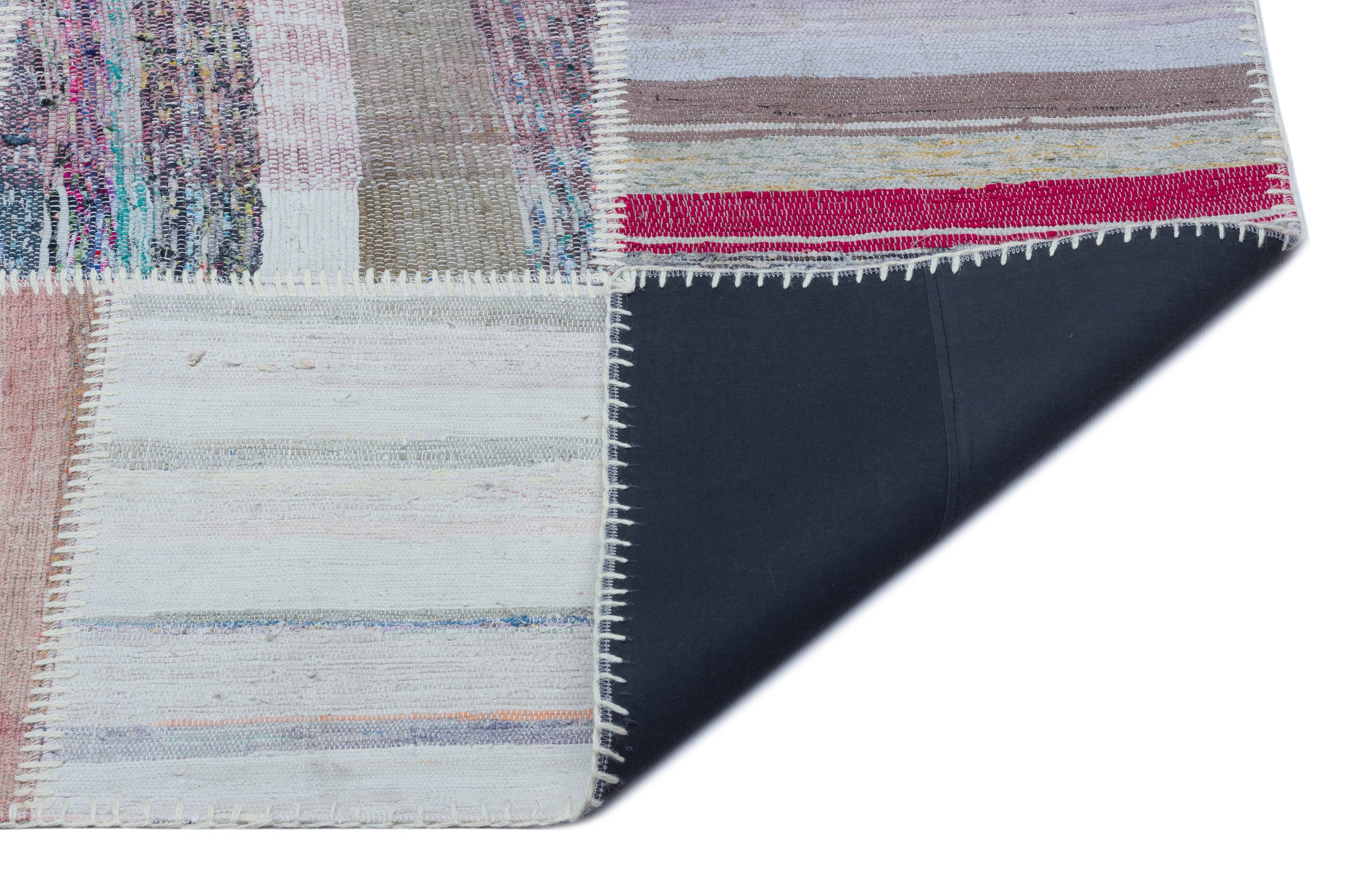 Striped Over Dyed Kilim Patchwork Unique Rug 5'3'' x 7'5'' ft 160 x 225 cm