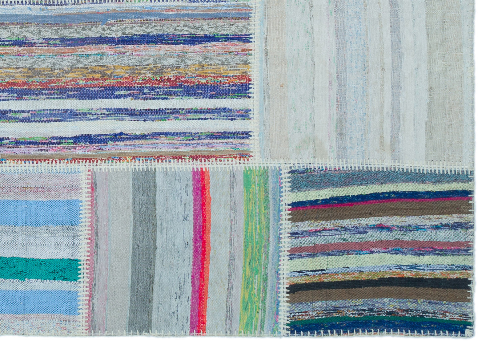Striped Over Dyed Kilim Patchwork Unique Rug 5'3'' x 7'5'' ft 160 x 225 cm