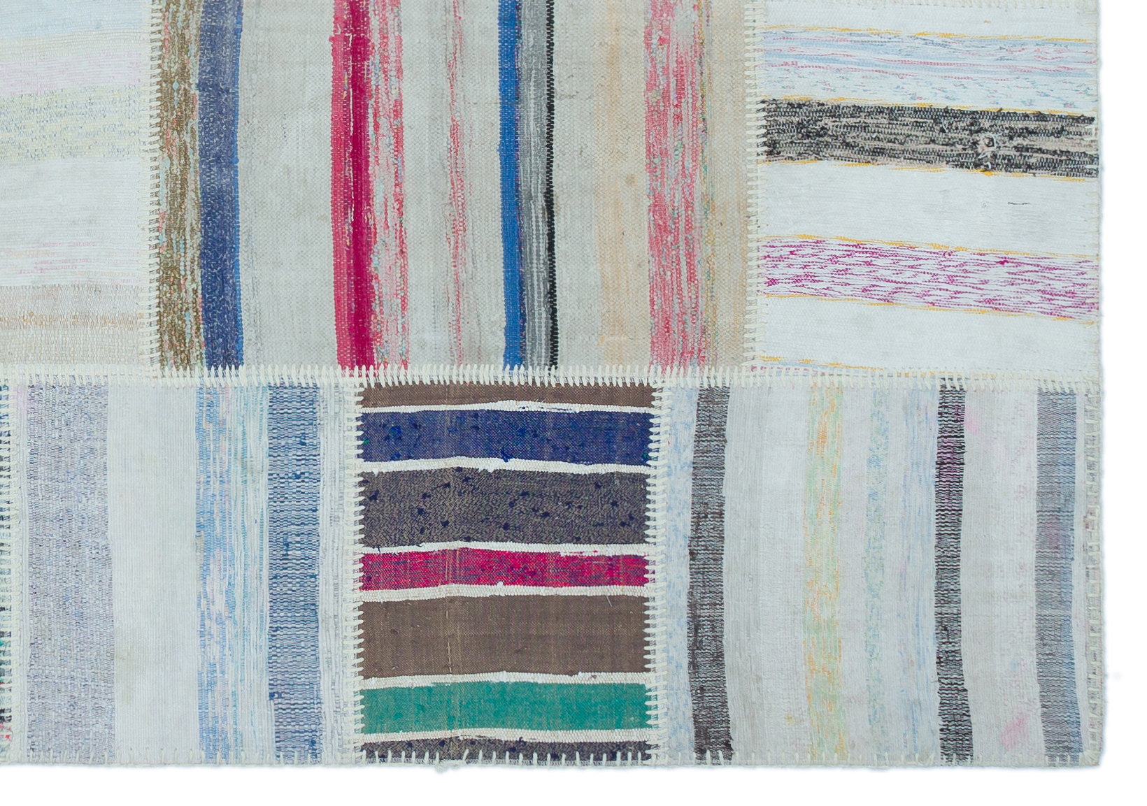 Striped Over Dyed Kilim Patchwork Unique Rug 5'3'' x 7'7'' ft 160 x 230 cm