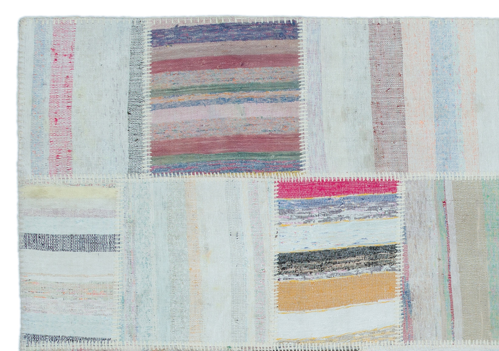 Striped Over Dyed Kilim Patchwork Unique Rug 5'3'' x 7'7'' ft 160 x 230 cm