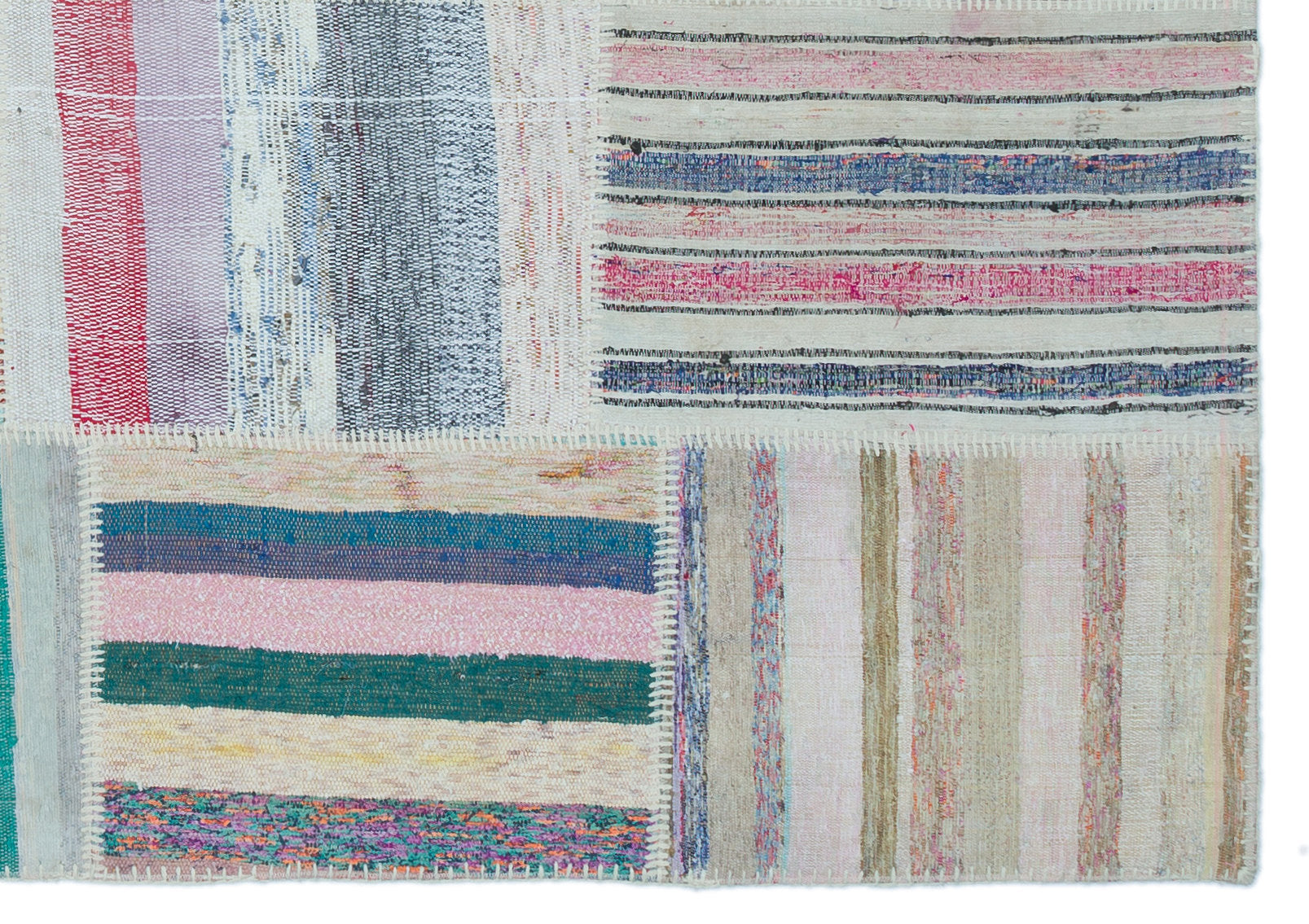 Striped Over Dyed Kilim Patchwork Unique Rug 5'3'' x 7'5'' ft 160 x 225 cm
