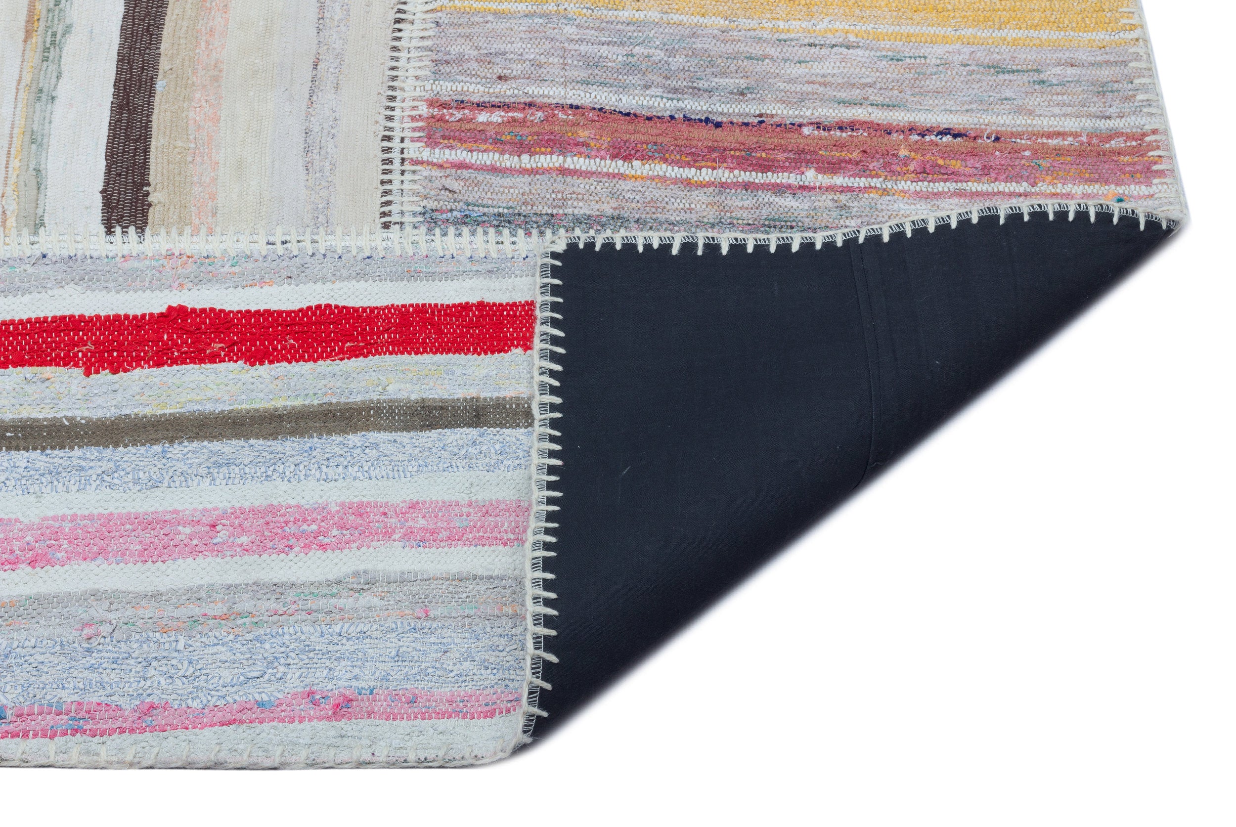 Striped Over Dyed Kilim Patchwork Unique Rug 5'3'' x 7'5'' ft 160 x 226 cm