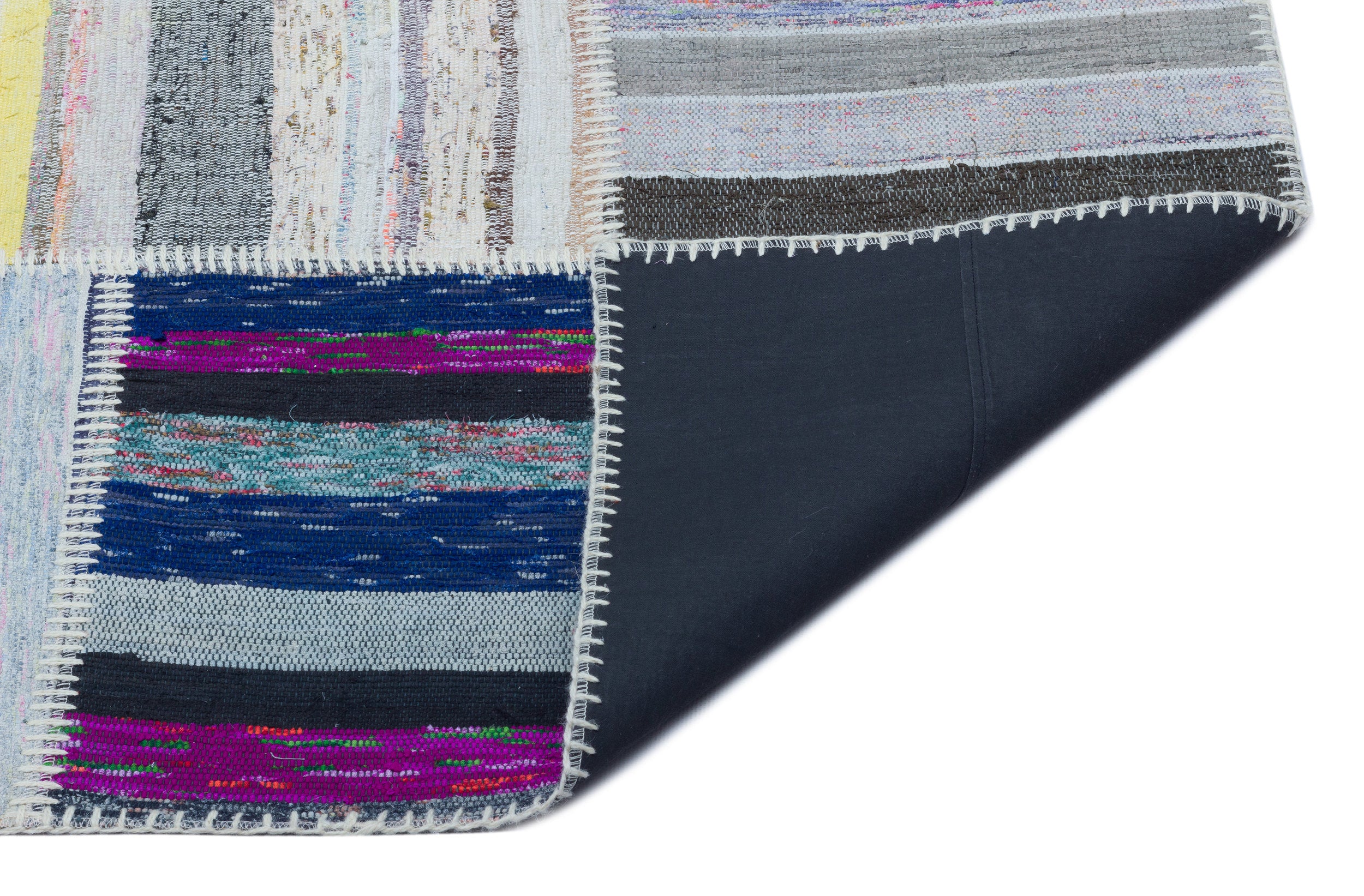 Striped Over Dyed Kilim Patchwork Unique Rug 5'3'' x 7'4'' ft 160 x 224 cm