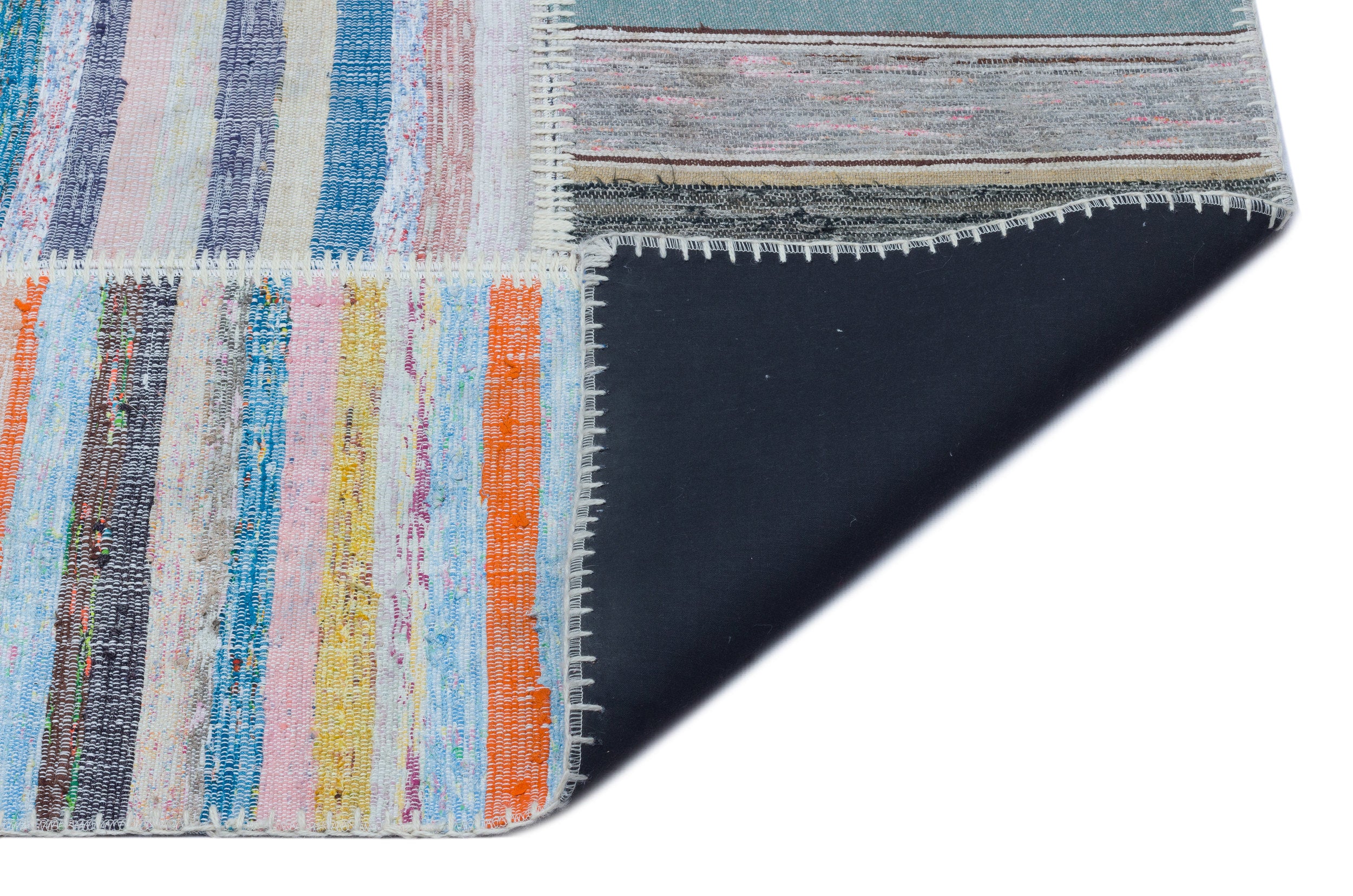 Striped Over Dyed Kilim Patchwork Unique Rug 5'3'' x 7'6'' ft 160 x 228 cm