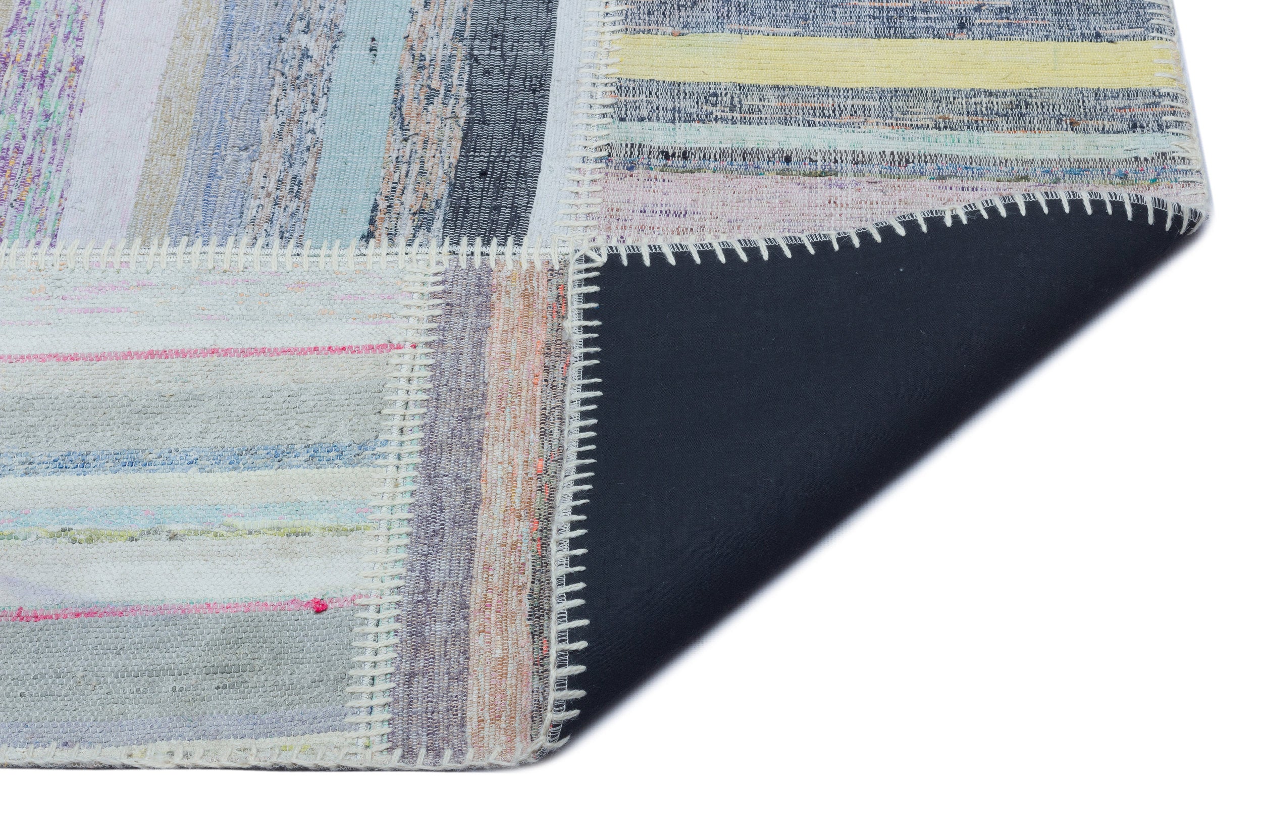 Striped Over Dyed Kilim Patchwork Unique Rug 5'3'' x 7'4'' ft 160 x 224 cm
