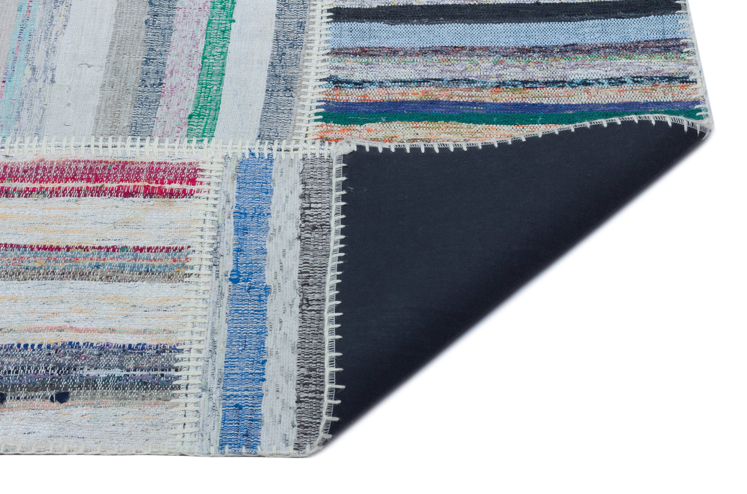 Striped Over Dyed Kilim Patchwork Unique Rug 5'3'' x 7'5'' ft 160 x 225 cm