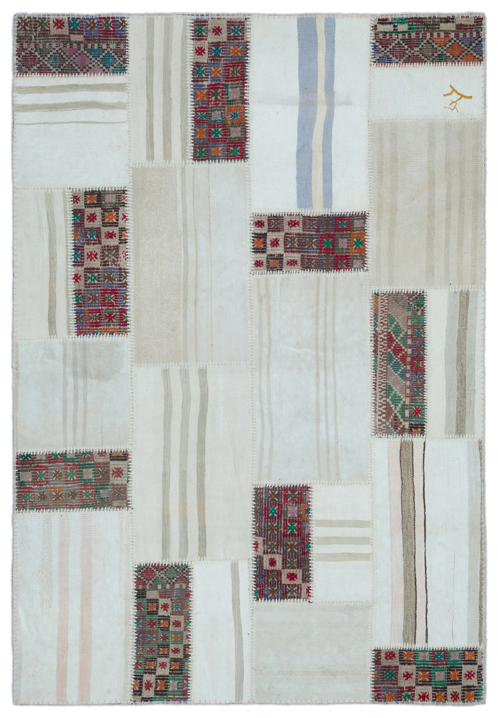 Mixed Over Dyed Kilim Patchwork Unique Rug 5'3'' x 7'8'' ft 160 x 233 cm