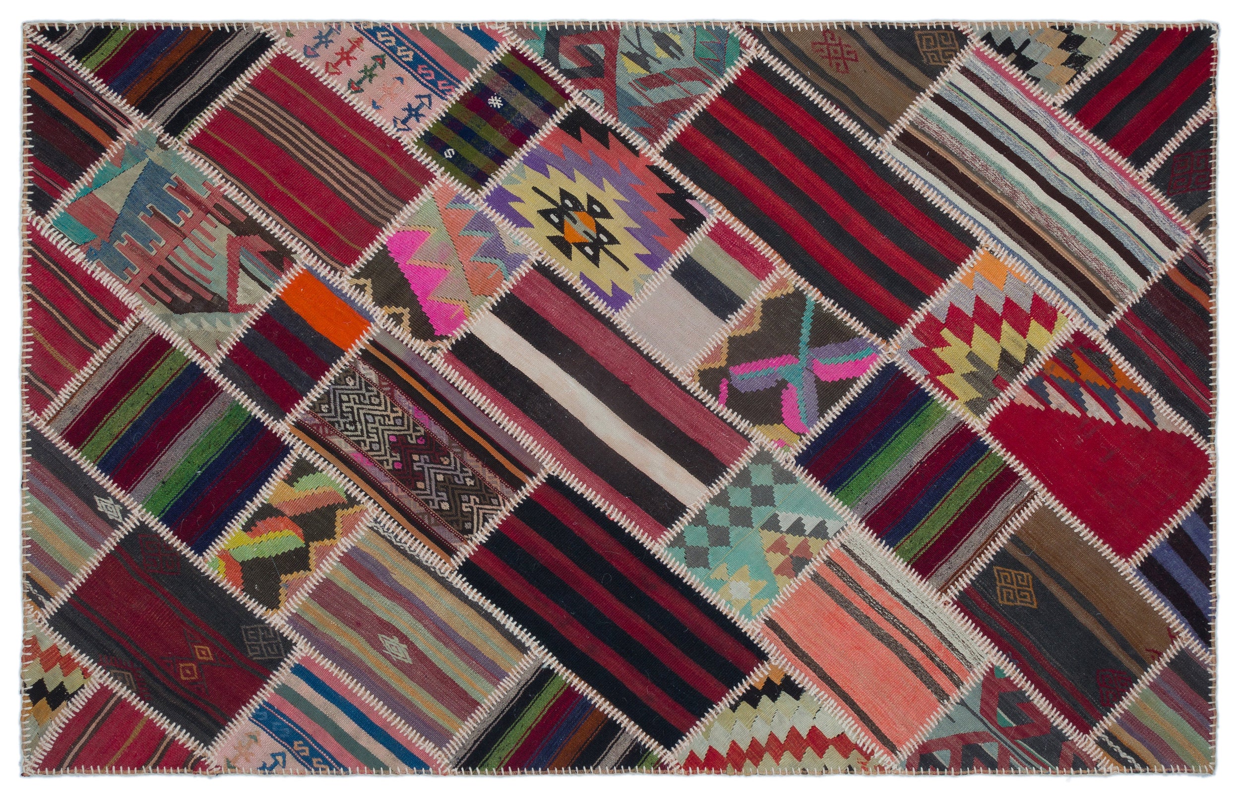 Naturel Over Dyed Kilim Patchwork Unique Rug 5'1'' x 7'11'' ft 154 x 242 cm