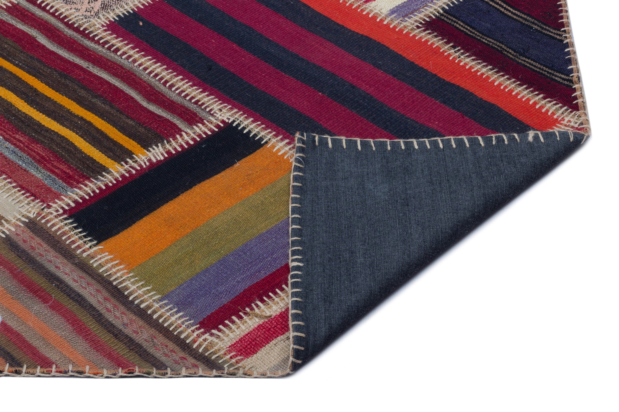 Naturel Over Dyed Kilim Patchwork Unique Rug 5'2'' x 7'5'' ft 157 x 227 cm
