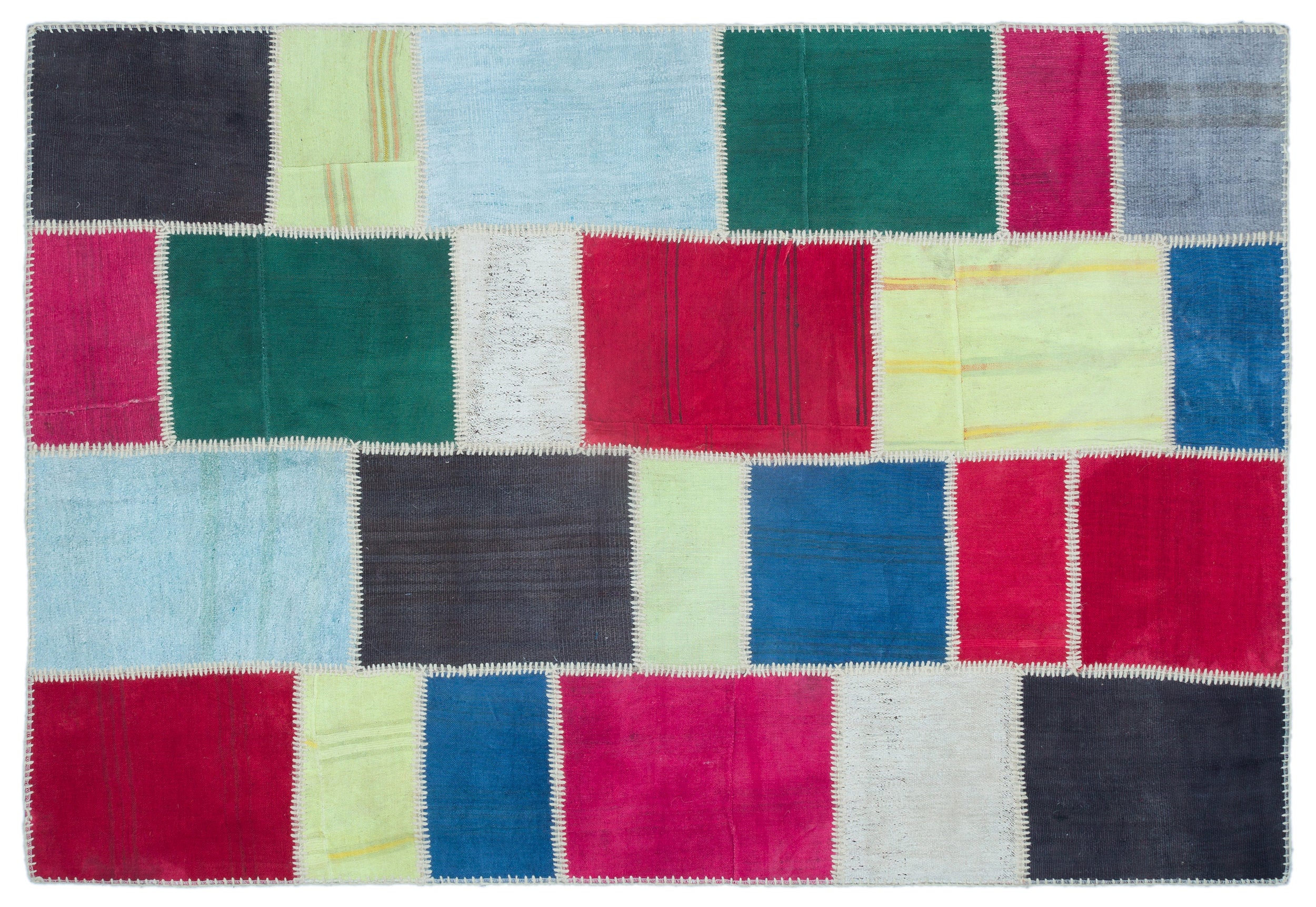 Mixed Over Dyed Kilim Patchwork Unique Rug 5'1'' x 7'5'' ft 156 x 227 cm