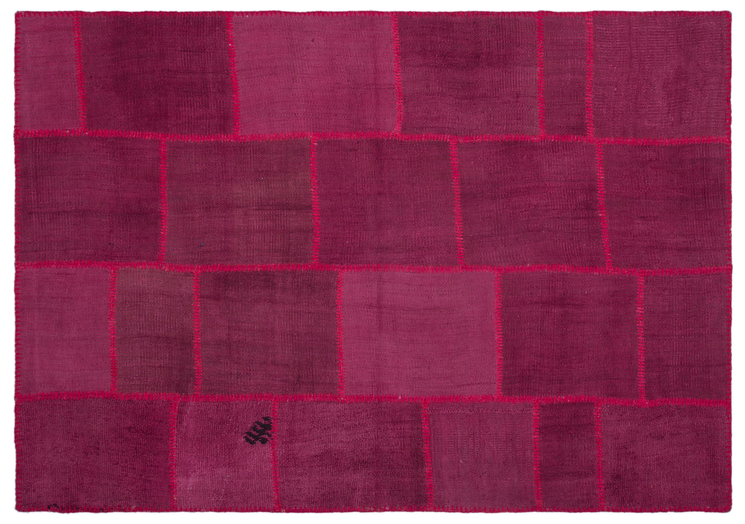 Mixed Over Dyed Kilim Patchwork Unique Rug 5'4'' x 7'7'' ft 162 x 231 cm