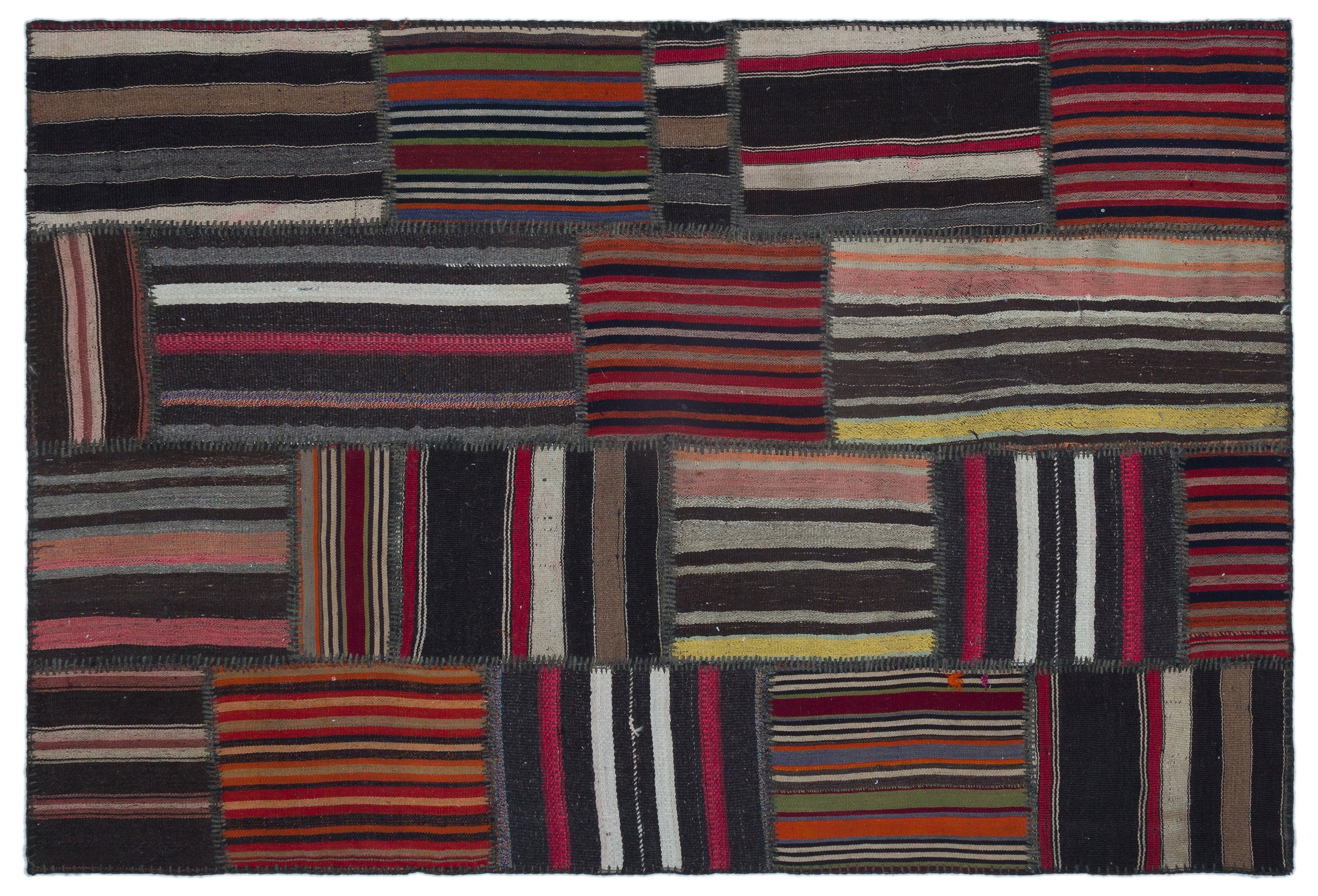 Naturel Over Dyed Kilim Patchwork Unique Rug 5'1'' x 7'8'' ft 156 x 233 cm