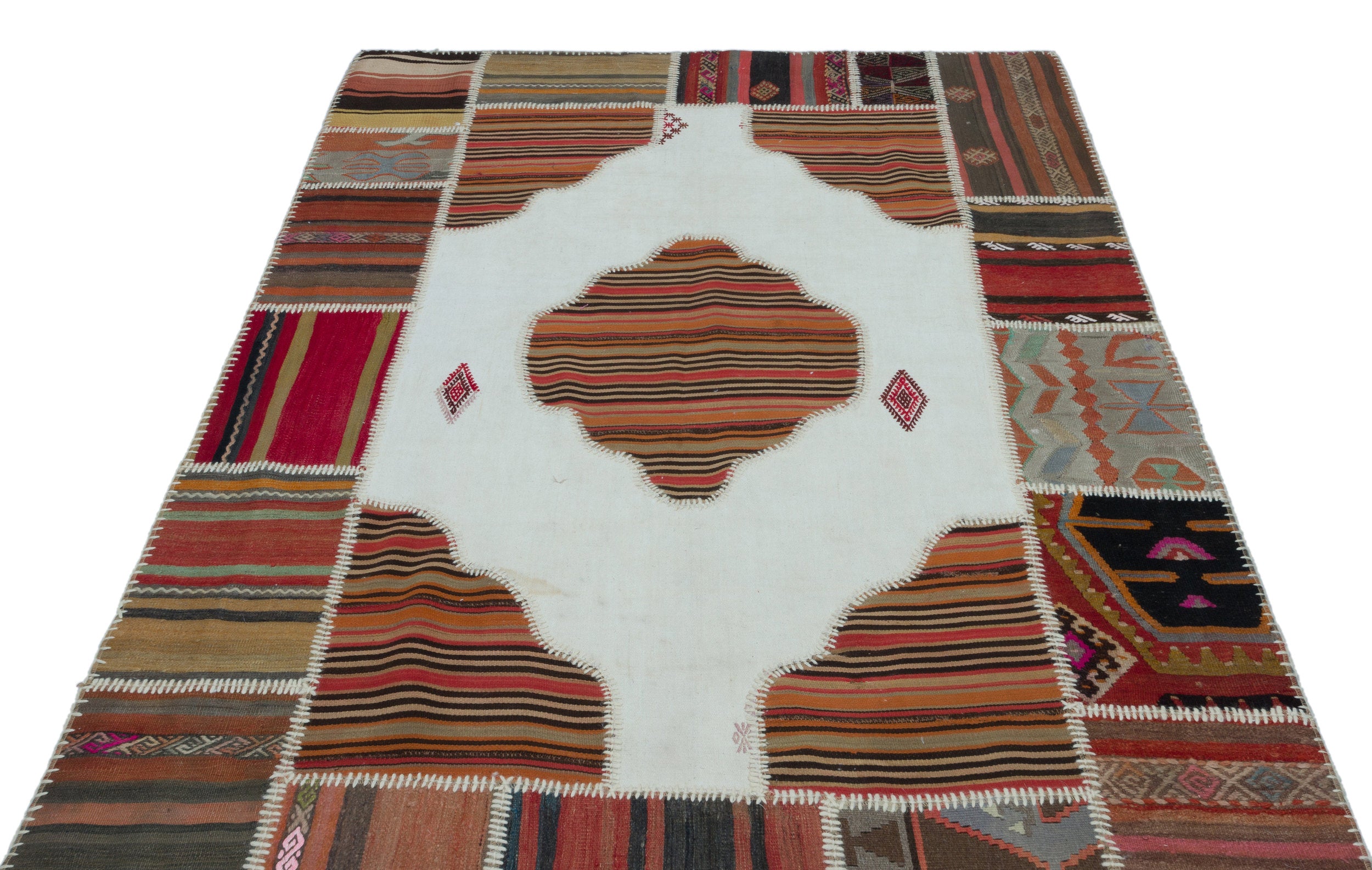 Naturel Over Dyed Kilim Patchwork Unique Rug 5'1'' x 7'7'' ft 155 x 232 cm