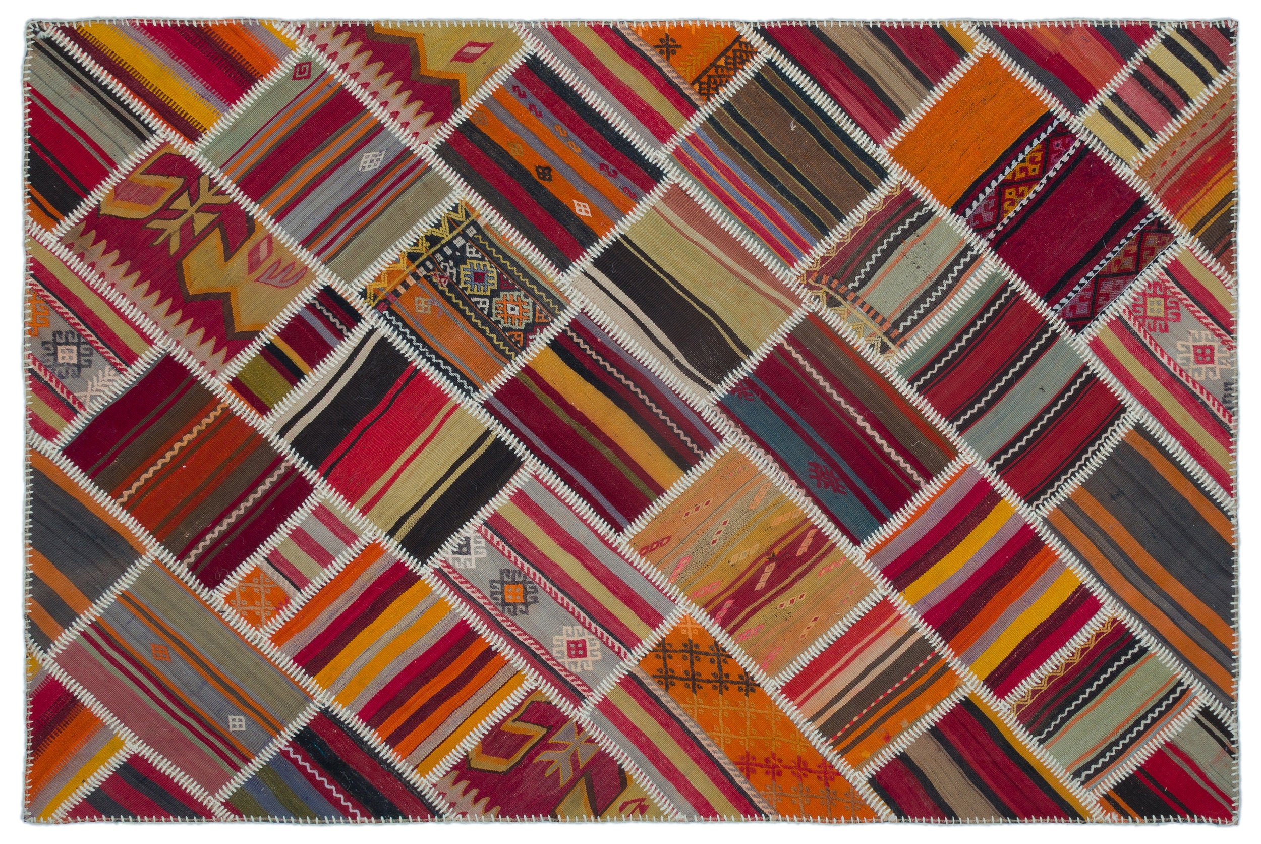 Naturel Over Dyed Kilim Patchwork Unique Rug 5'1'' x 7'8'' ft 156 x 234 cm