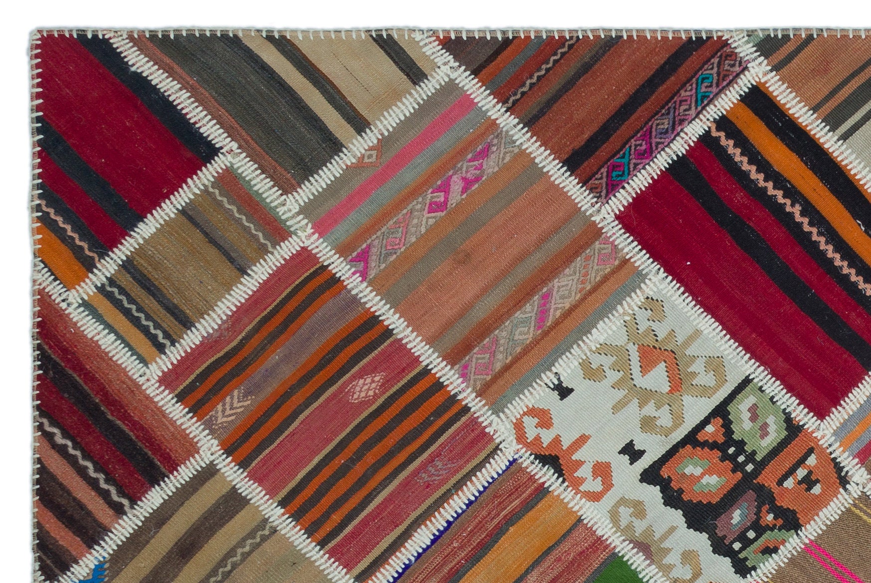 Naturel Over Dyed Kilim Patchwork Unique Rug 5'1'' x 7'8'' ft 156 x 234 cm